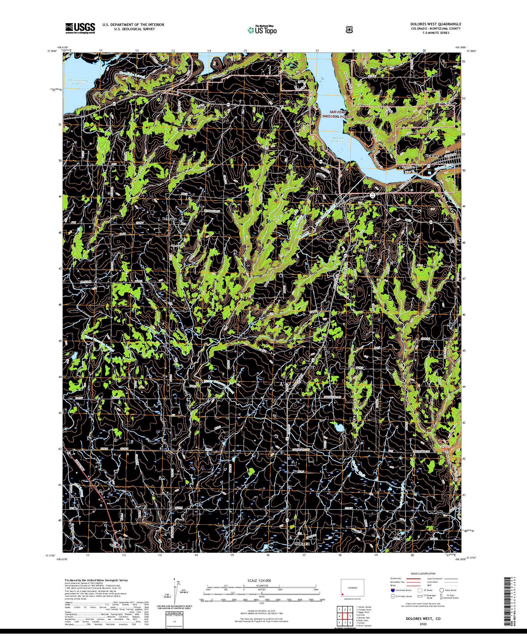 US TOPO 7.5-MINUTE MAP FOR DOLORES WEST, CO