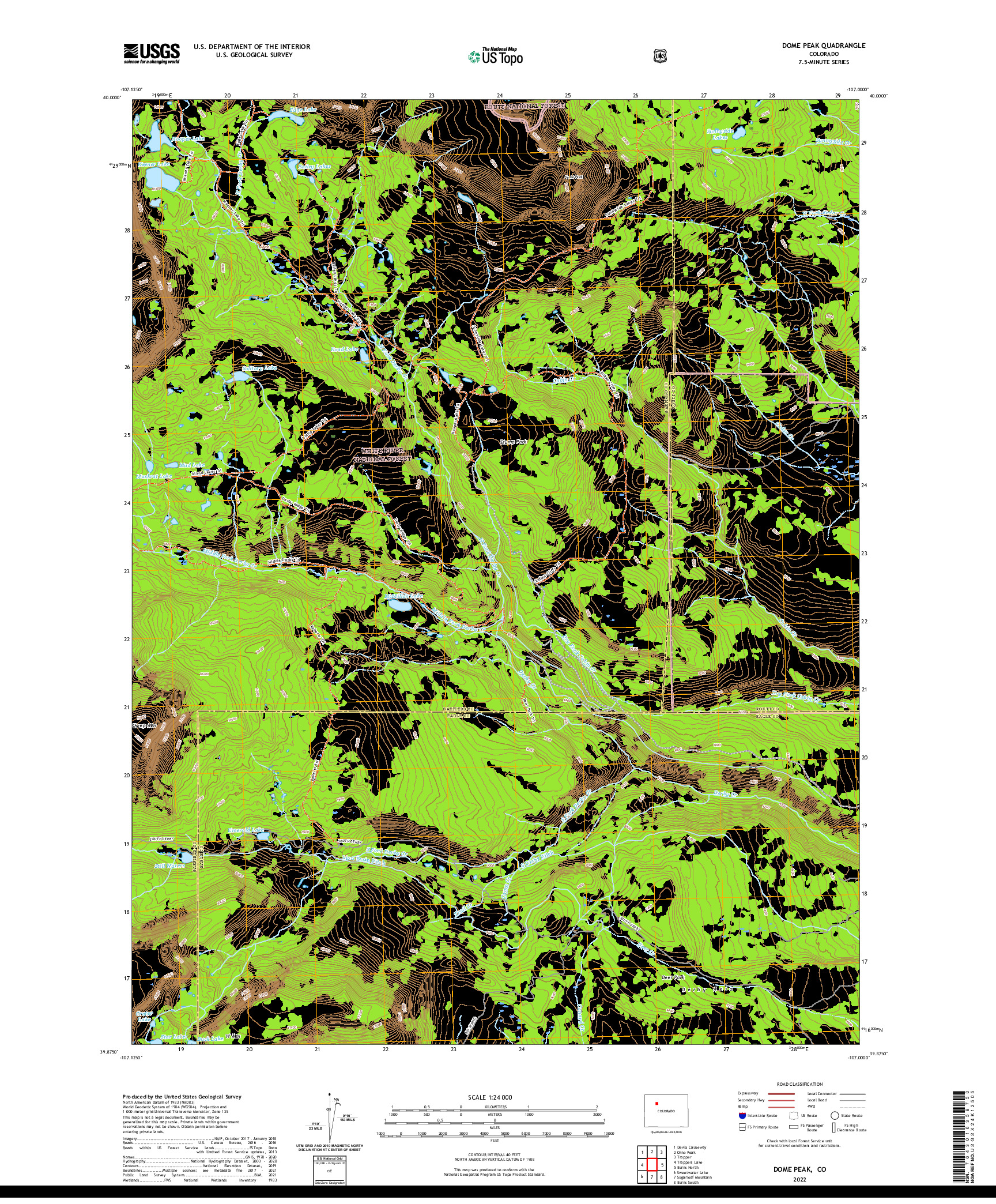 US TOPO 7.5-MINUTE MAP FOR DOME PEAK, CO