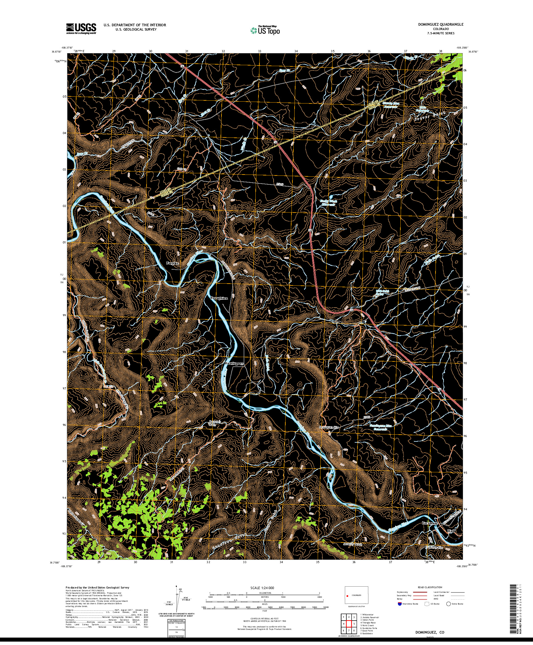 US TOPO 7.5-MINUTE MAP FOR DOMINGUEZ, CO