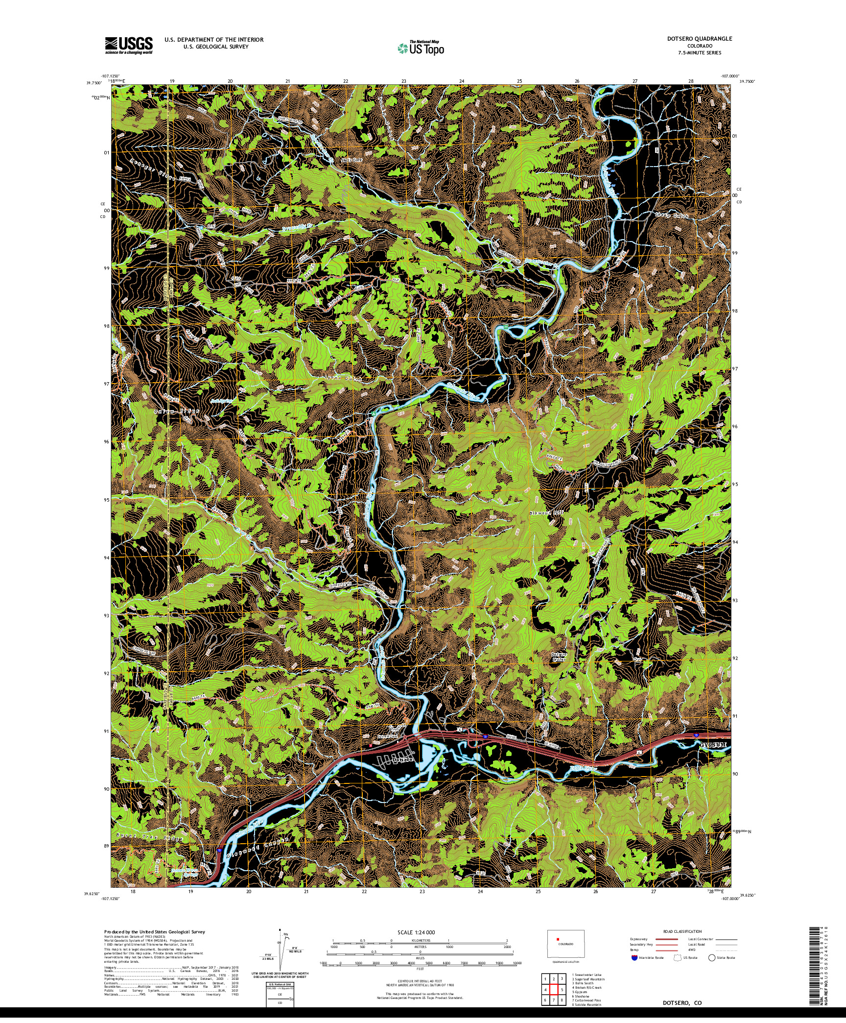 US TOPO 7.5-MINUTE MAP FOR DOTSERO, CO