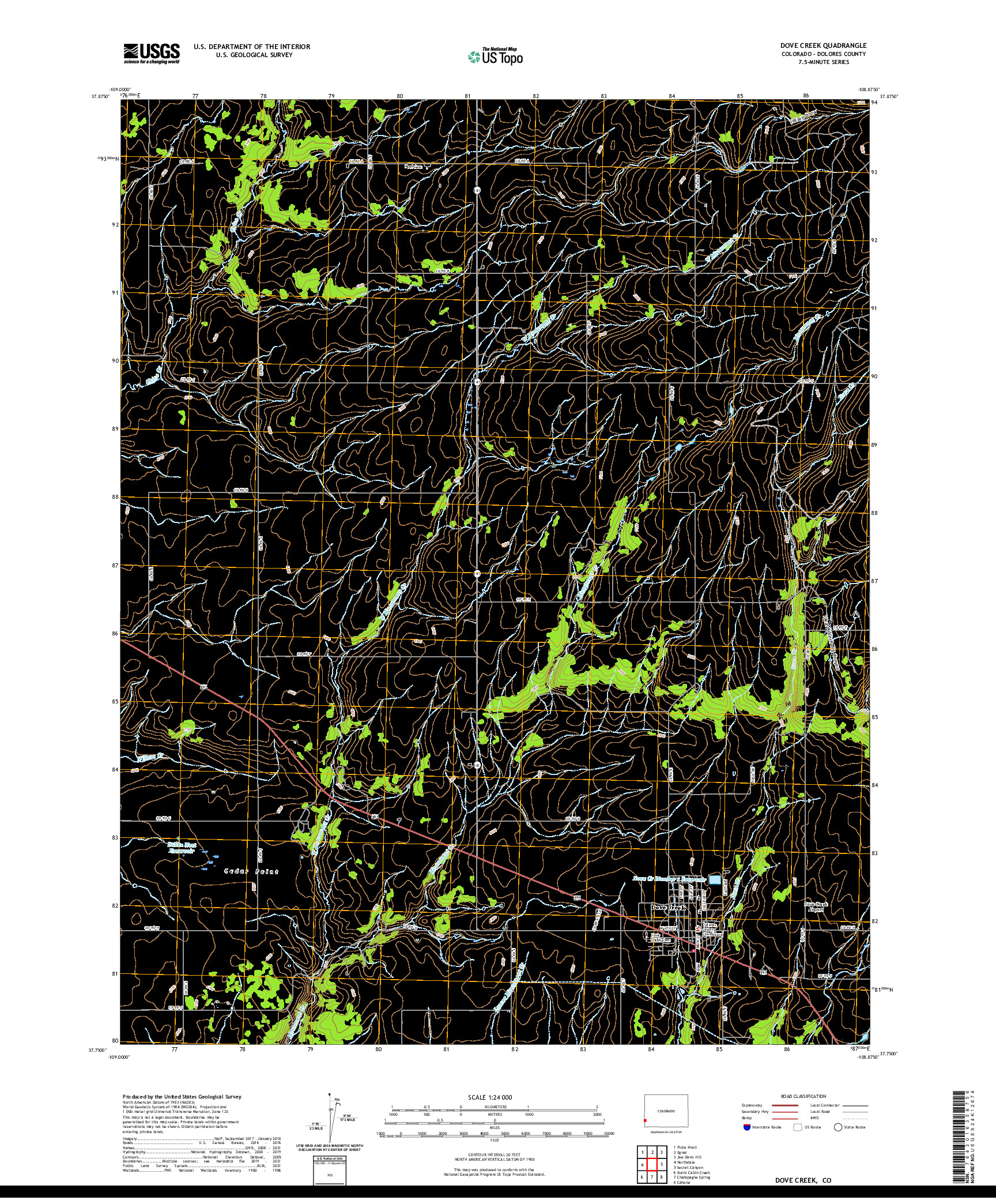 US TOPO 7.5-MINUTE MAP FOR DOVE CREEK, CO