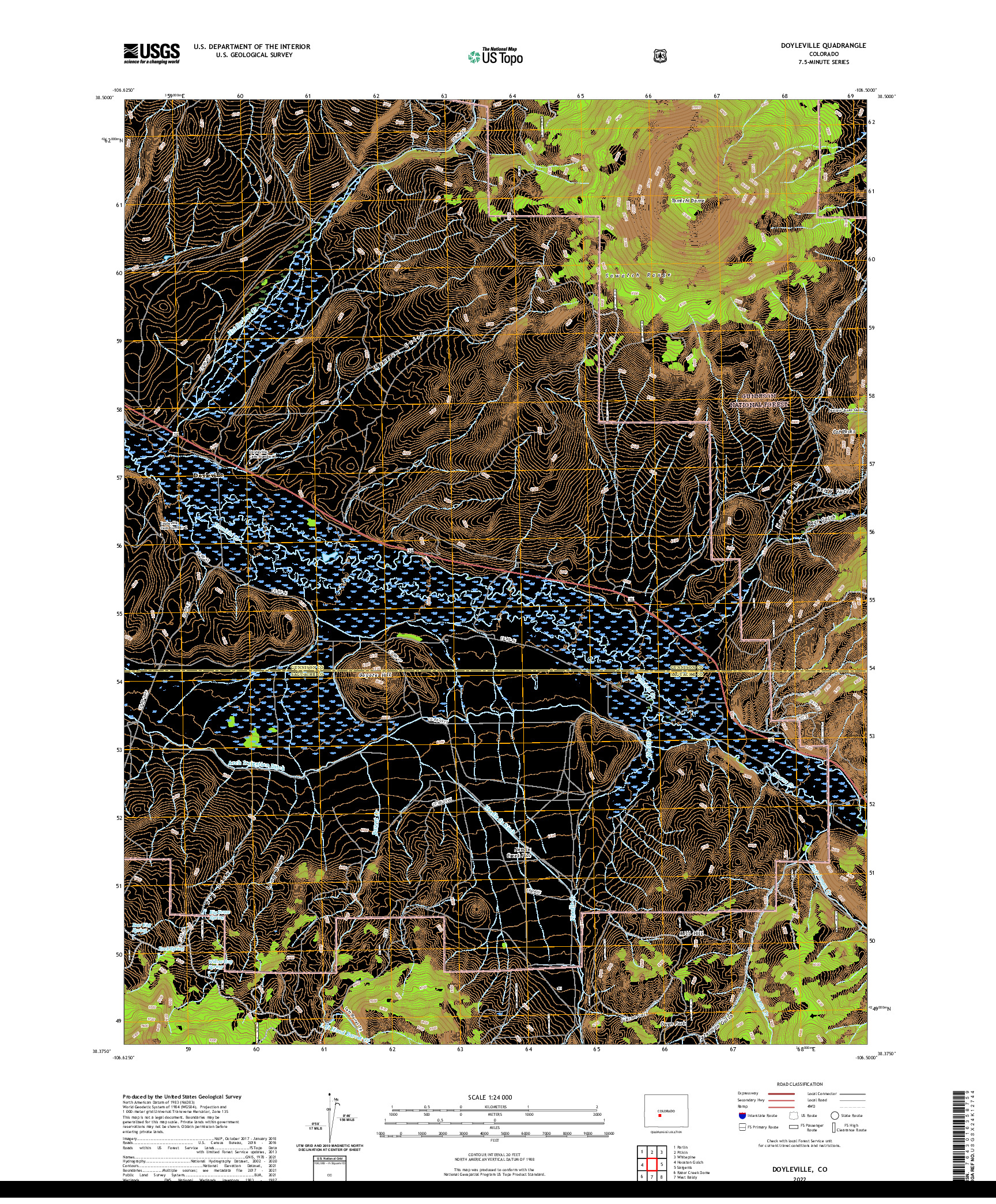 US TOPO 7.5-MINUTE MAP FOR DOYLEVILLE, CO