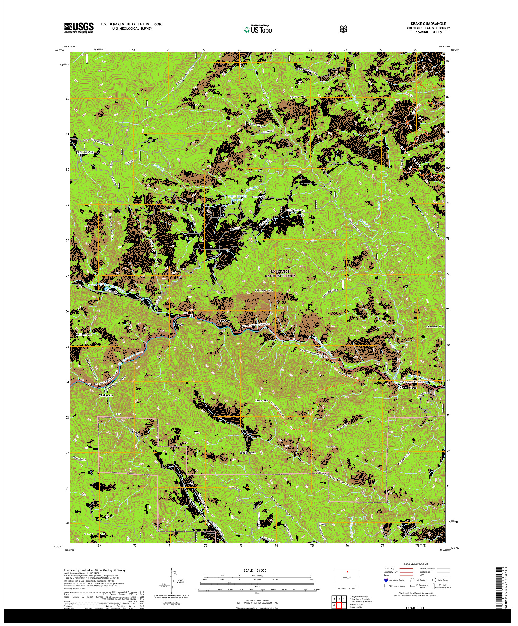 US TOPO 7.5-MINUTE MAP FOR DRAKE, CO