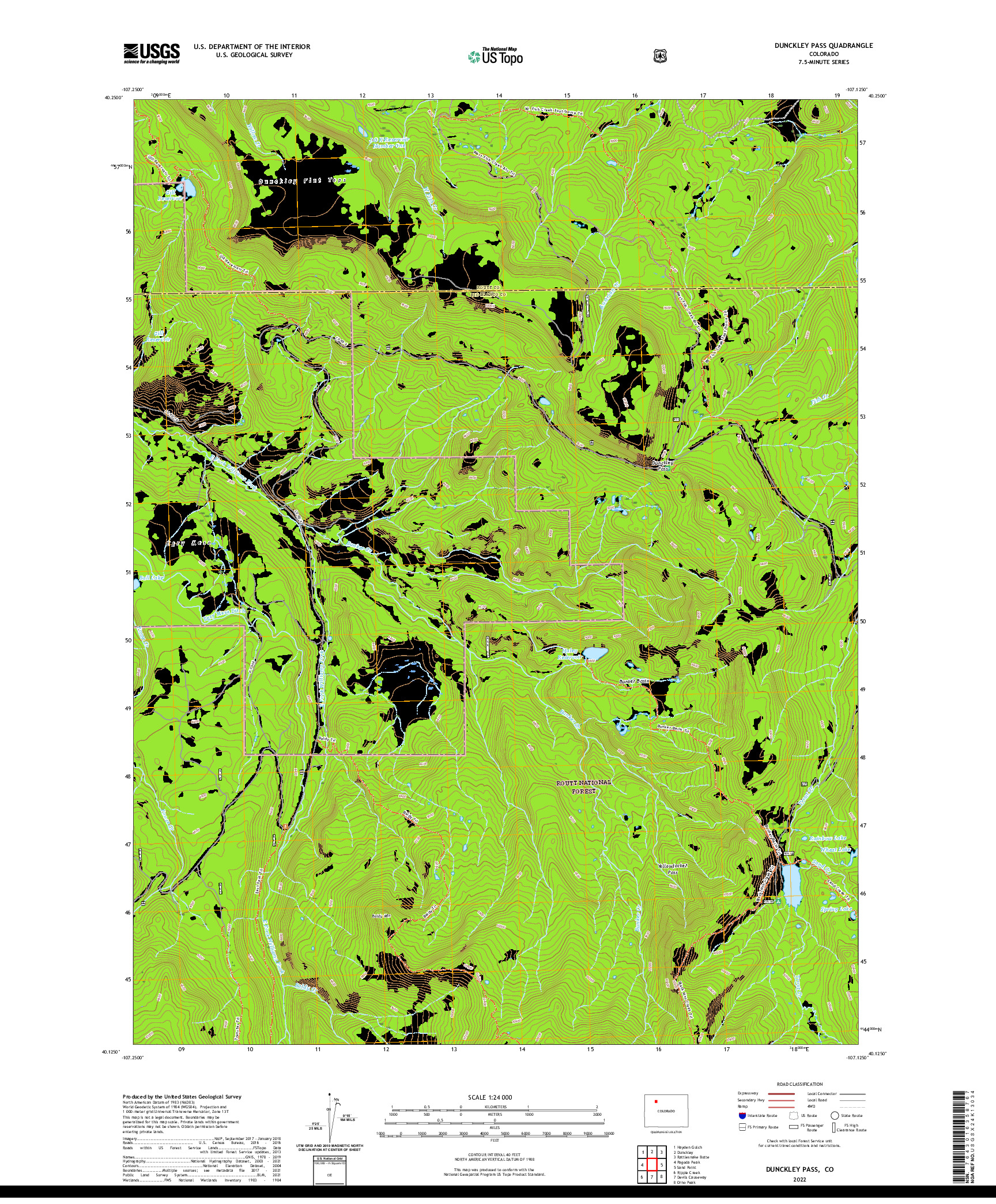 US TOPO 7.5-MINUTE MAP FOR DUNCKLEY PASS, CO