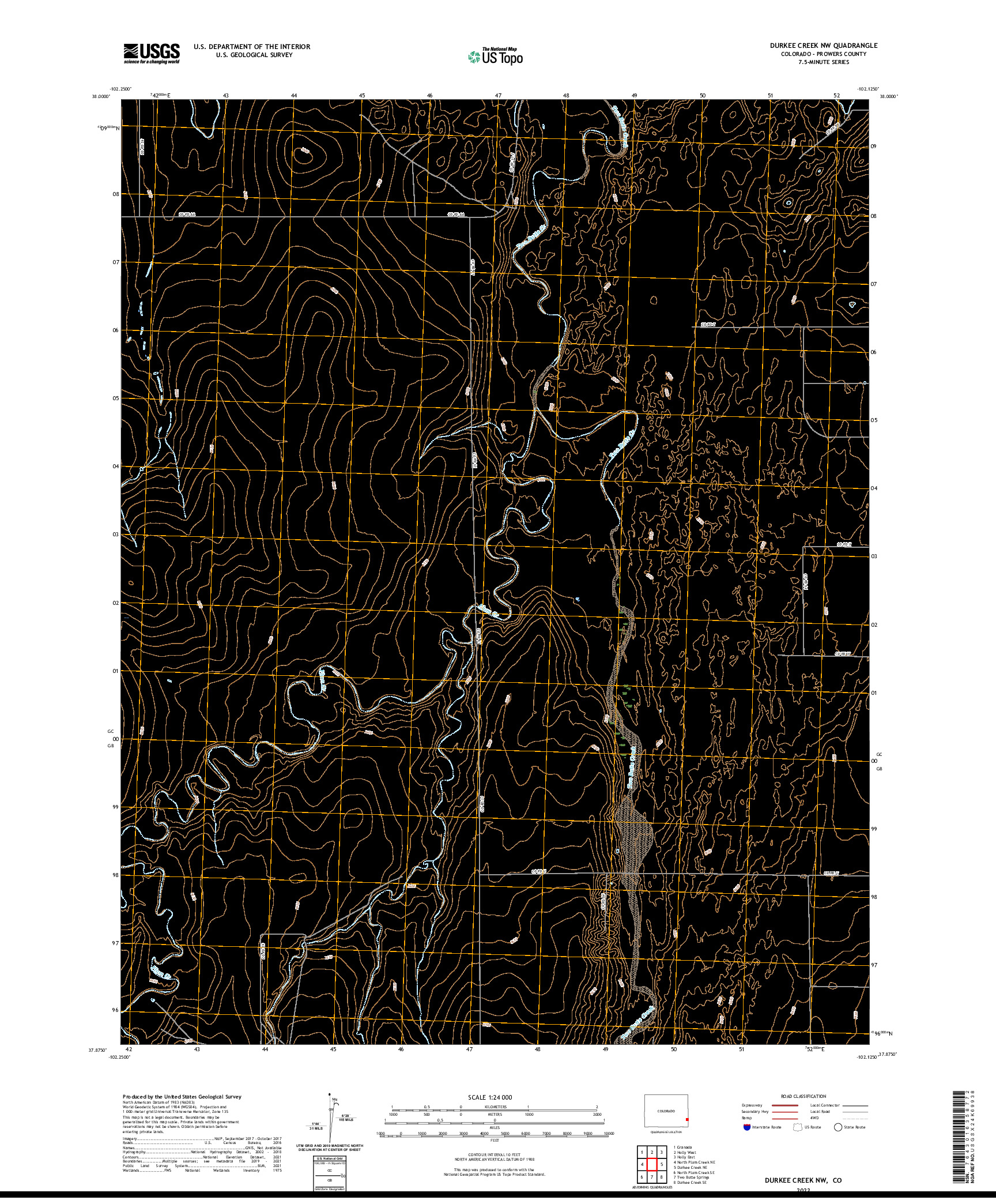 US TOPO 7.5-MINUTE MAP FOR DURKEE CREEK NW, CO