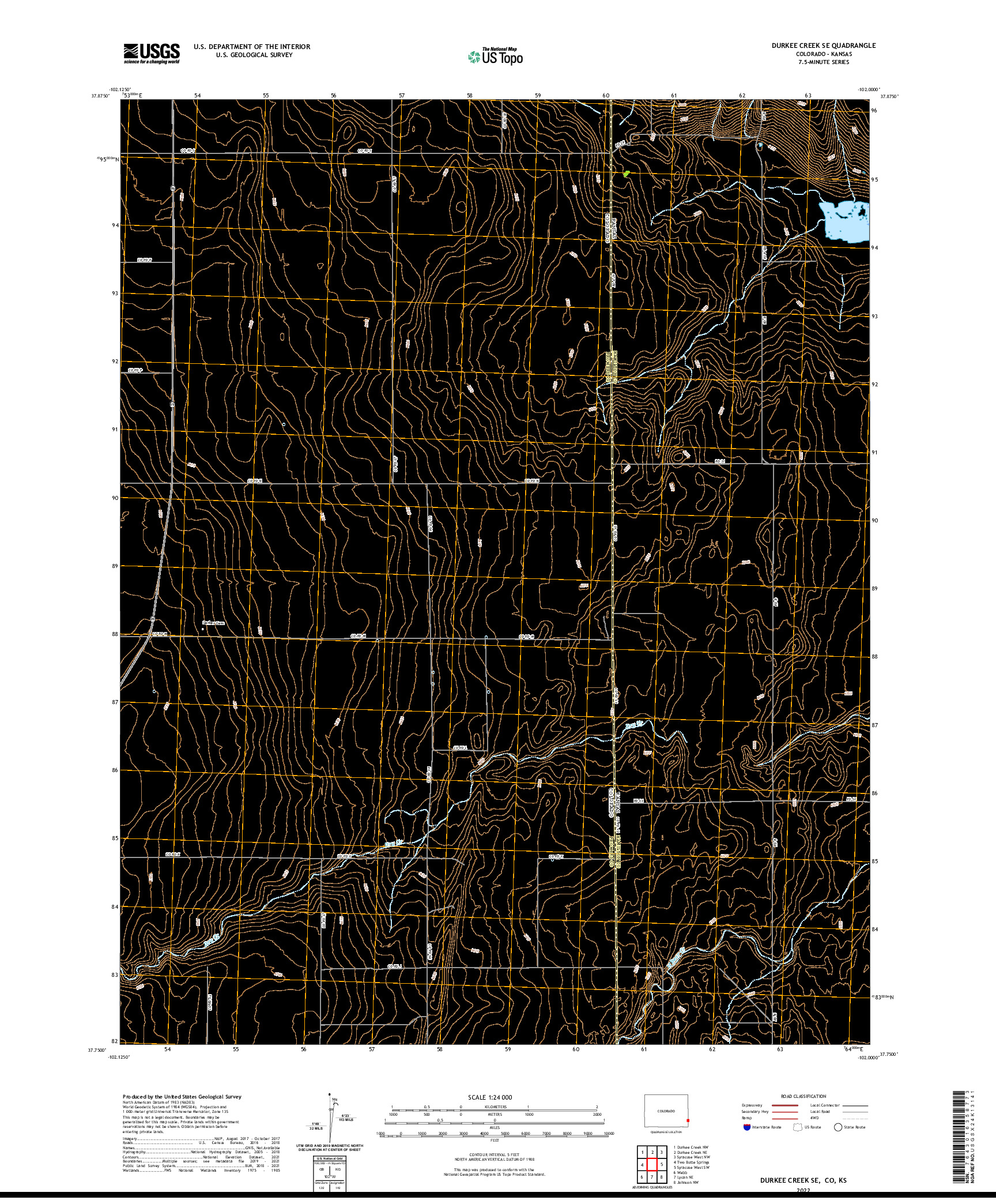US TOPO 7.5-MINUTE MAP FOR DURKEE CREEK SE, CO,KS