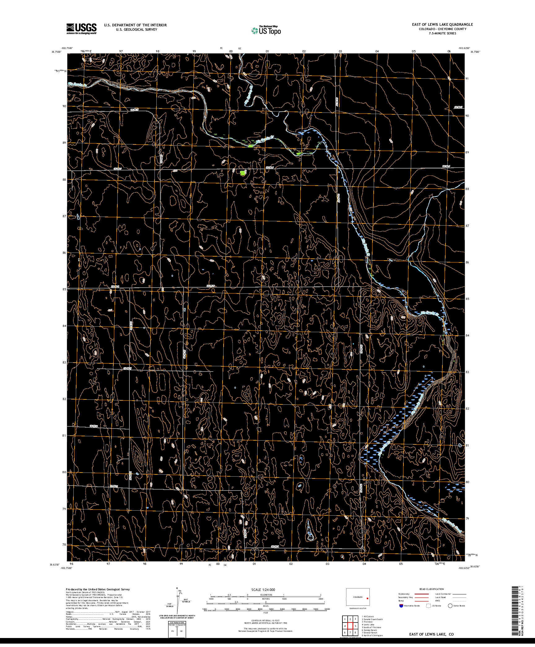 US TOPO 7.5-MINUTE MAP FOR EAST OF LEWIS LAKE, CO