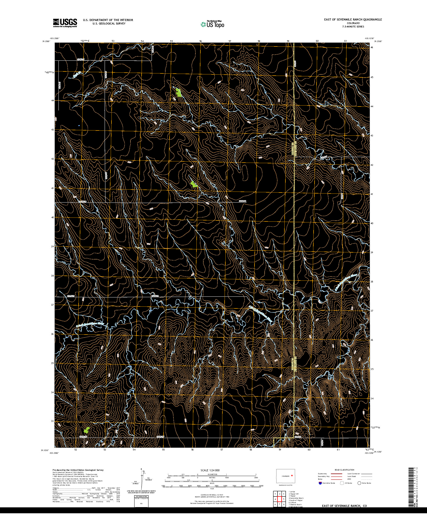 US TOPO 7.5-MINUTE MAP FOR EAST OF SEVENMILE RANCH, CO