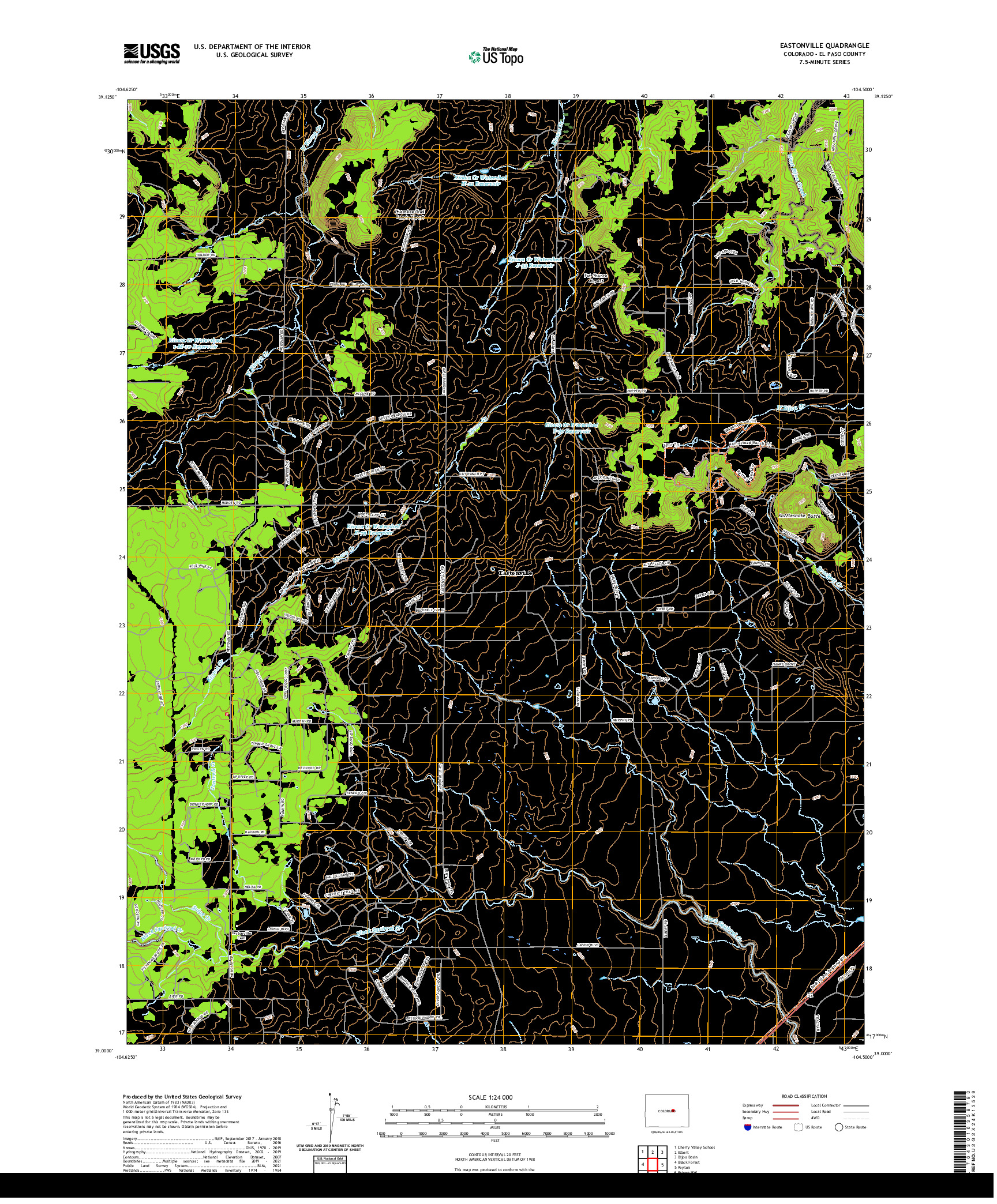 US TOPO 7.5-MINUTE MAP FOR EASTONVILLE, CO