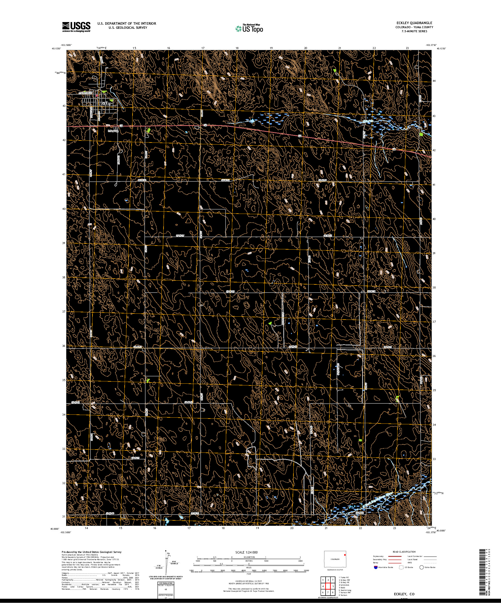 US TOPO 7.5-MINUTE MAP FOR ECKLEY, CO