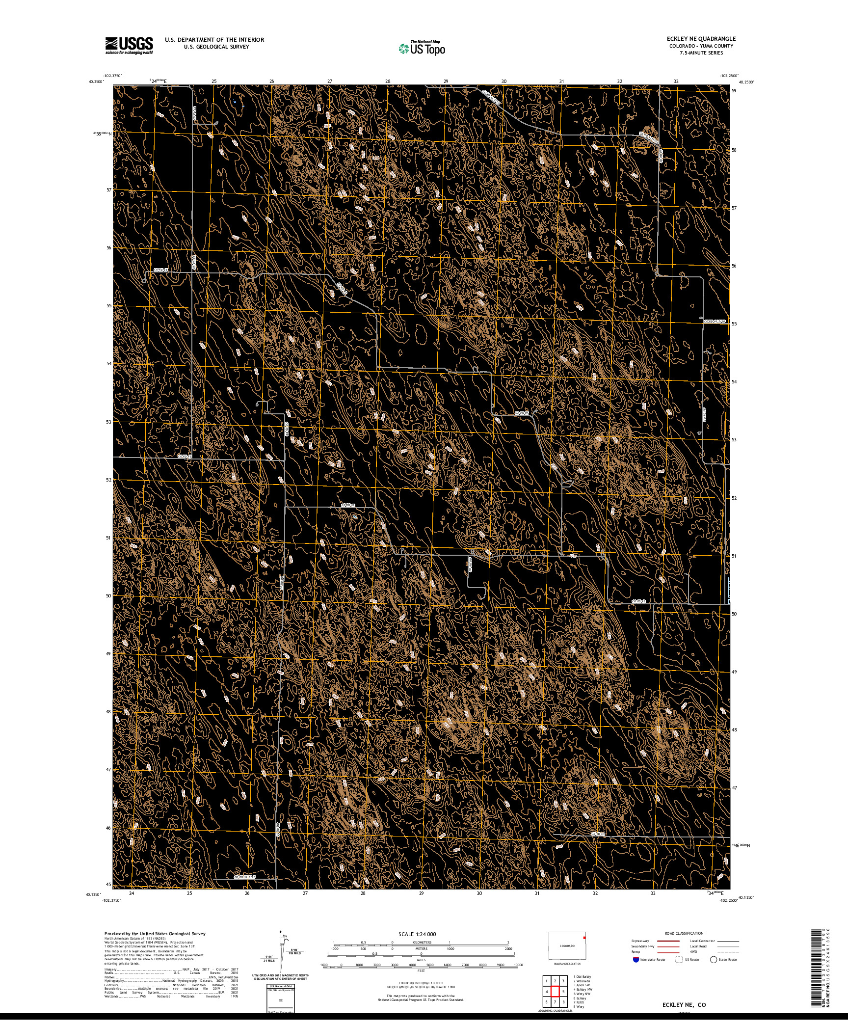 US TOPO 7.5-MINUTE MAP FOR ECKLEY NE, CO