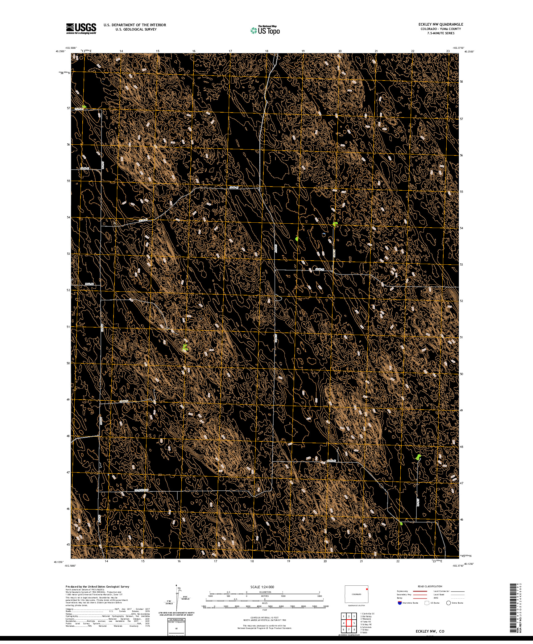 US TOPO 7.5-MINUTE MAP FOR ECKLEY NW, CO