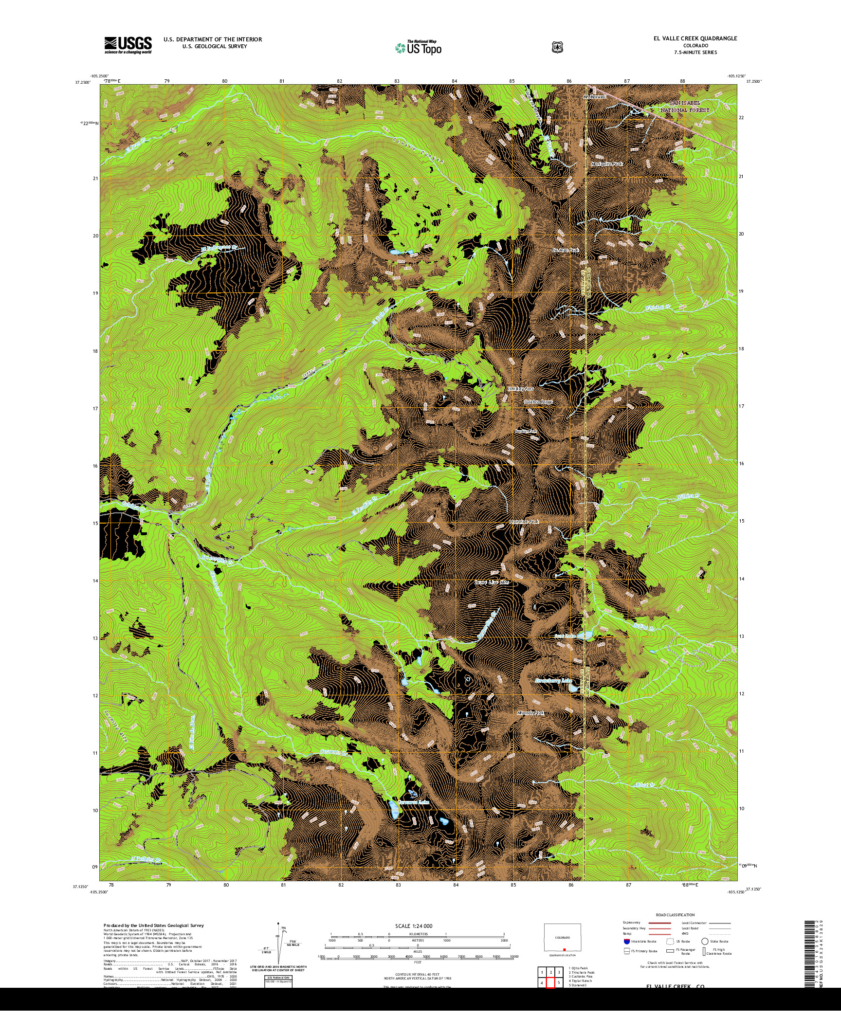 US TOPO 7.5-MINUTE MAP FOR EL VALLE CREEK, CO