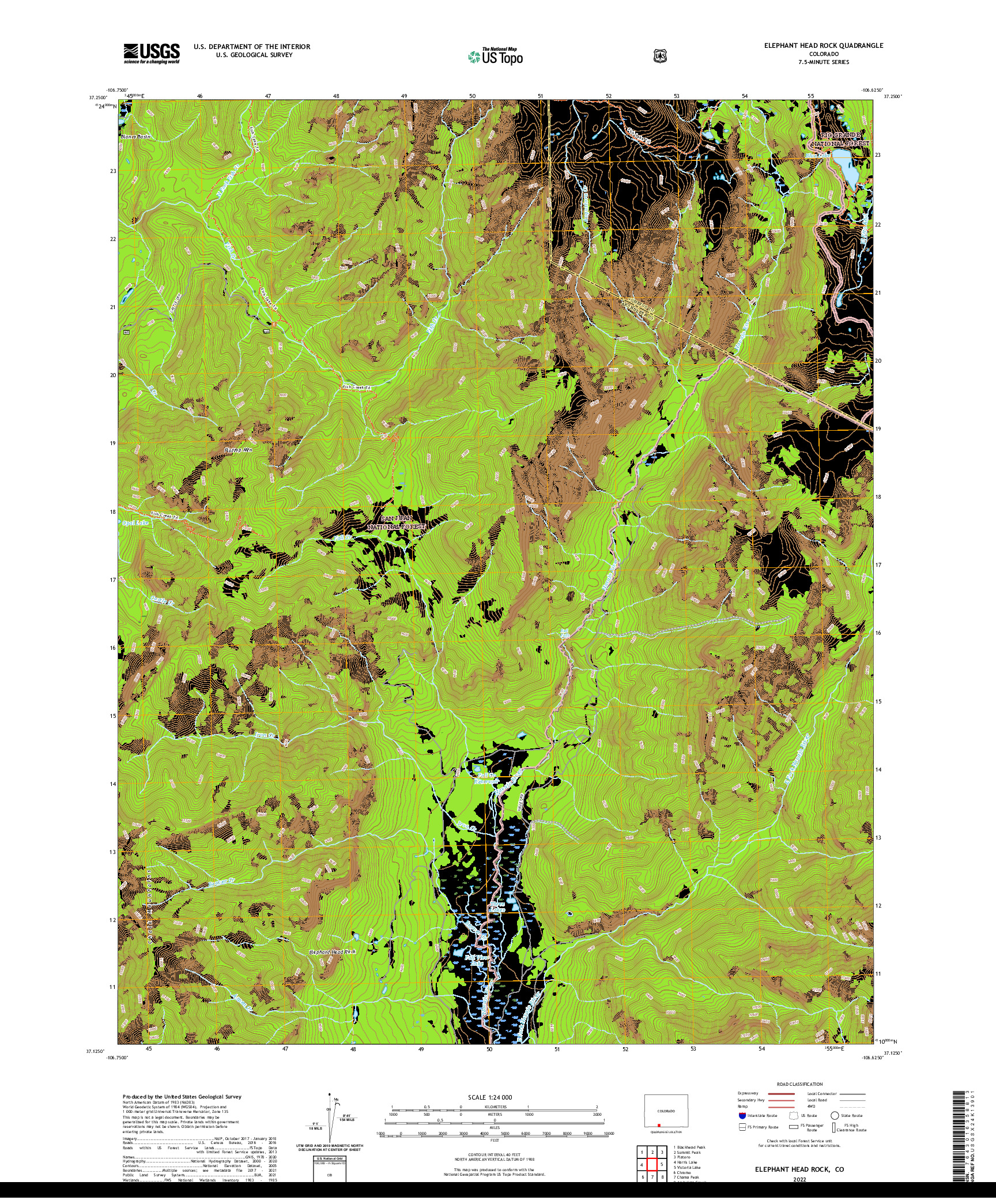 US TOPO 7.5-MINUTE MAP FOR ELEPHANT HEAD ROCK, CO