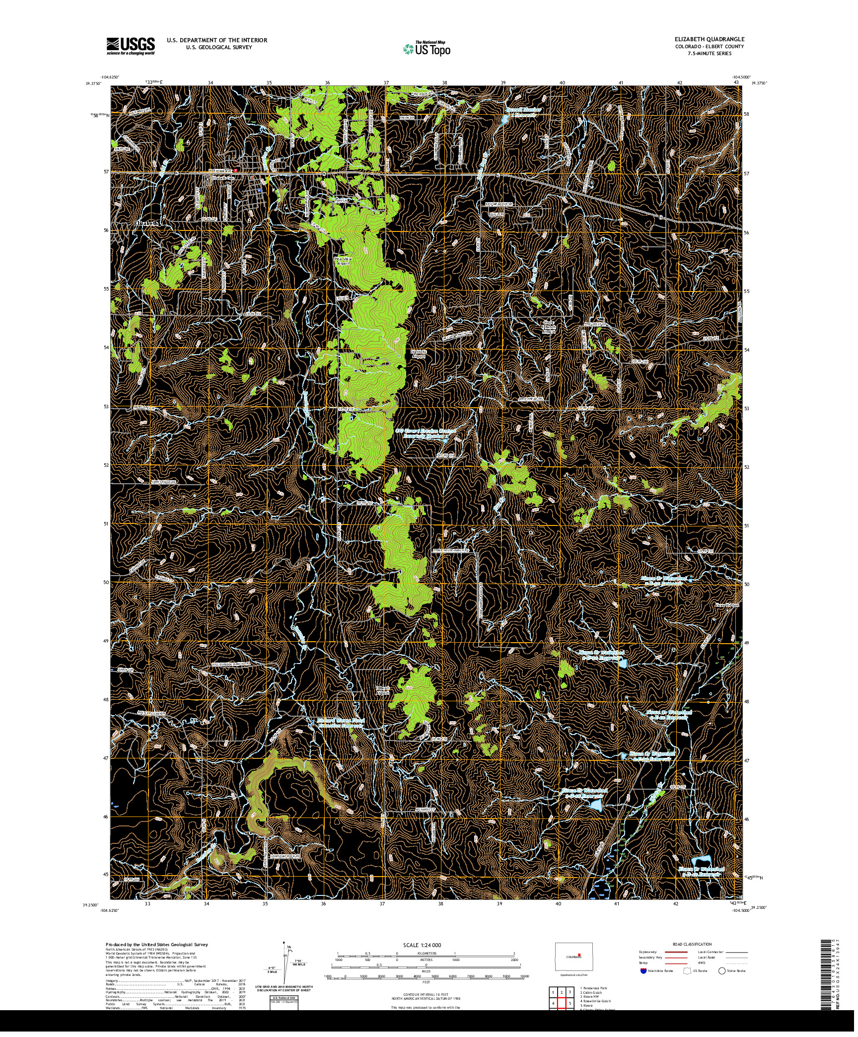 US TOPO 7.5-MINUTE MAP FOR ELIZABETH, CO