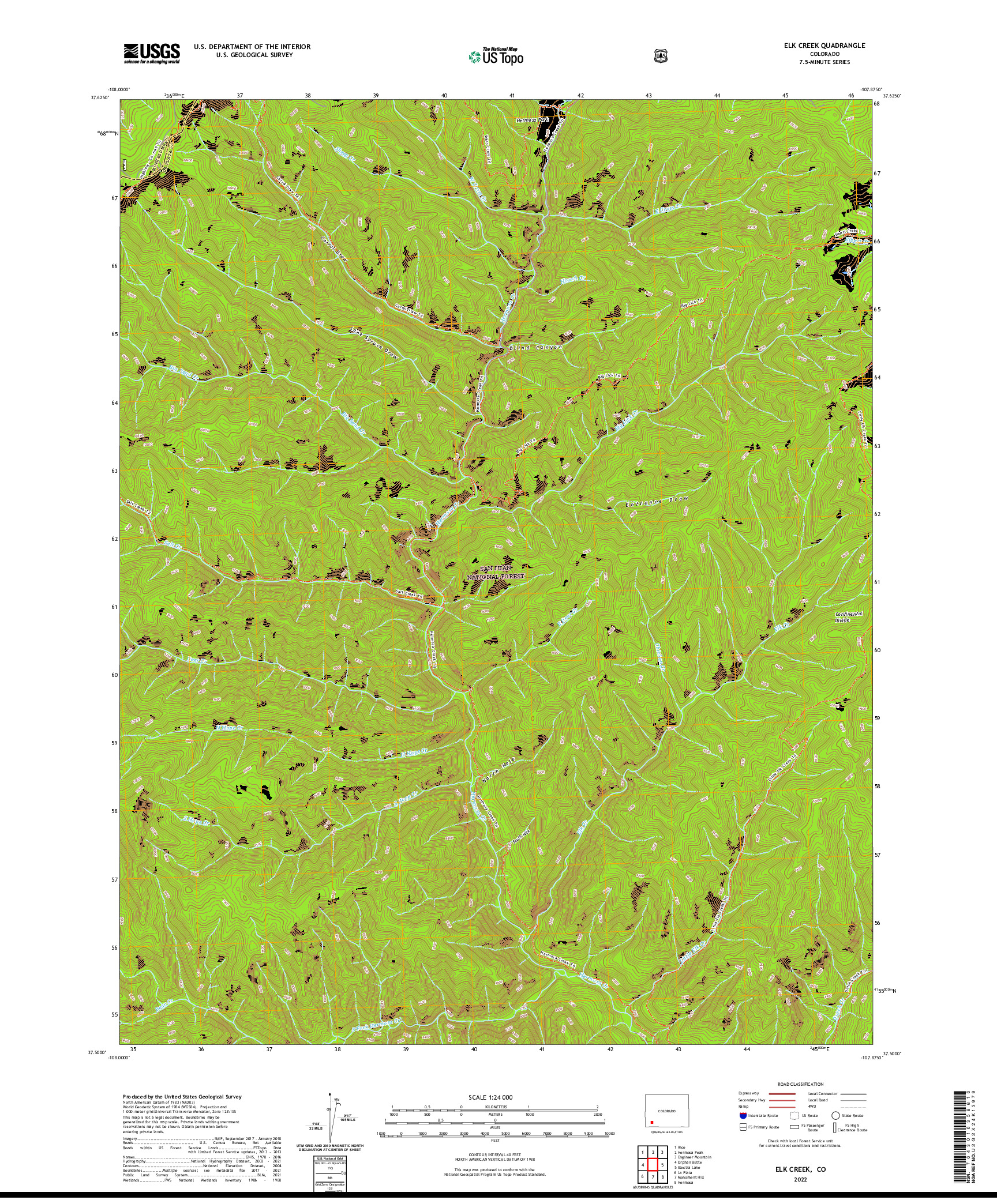 US TOPO 7.5-MINUTE MAP FOR ELK CREEK, CO