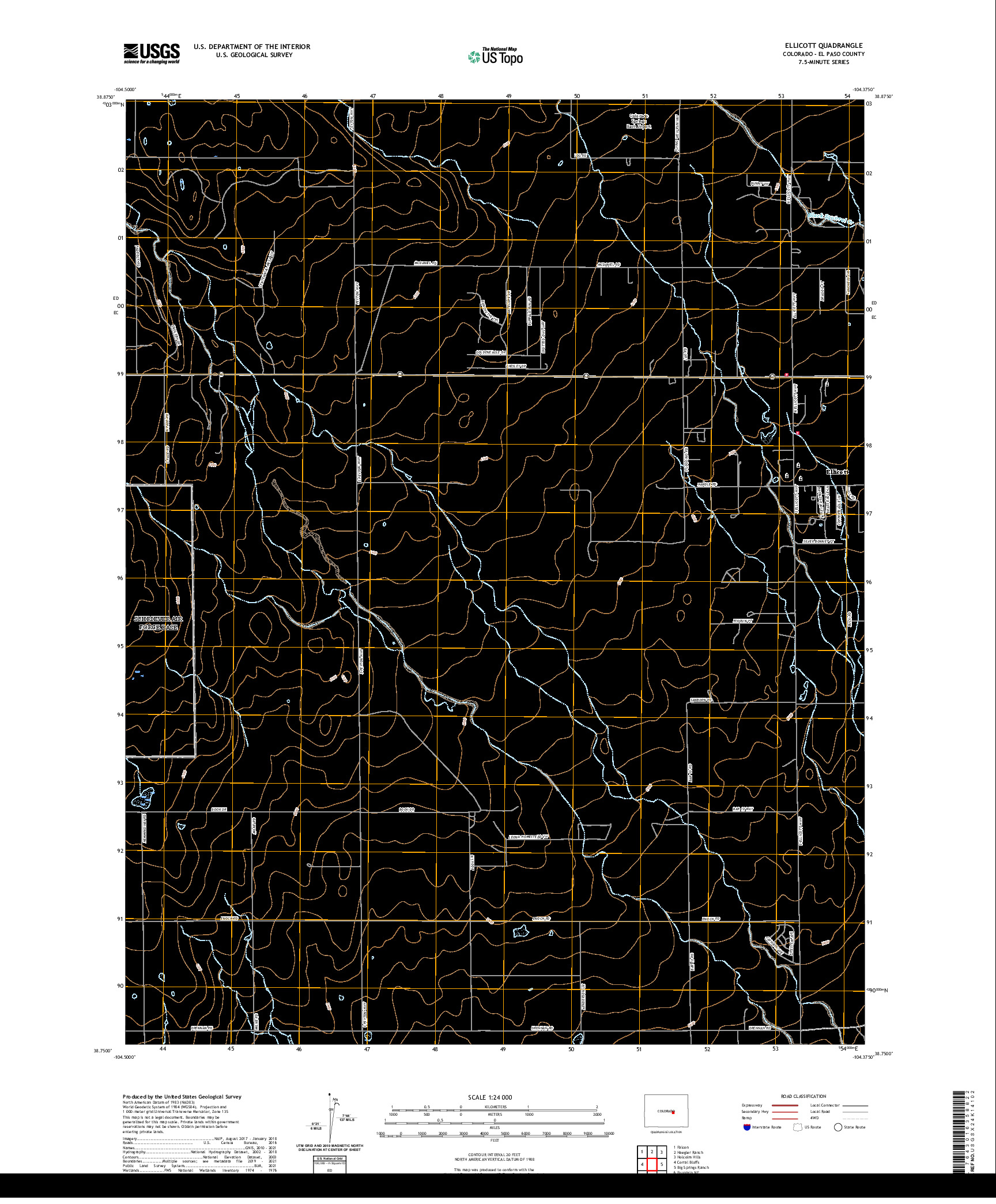 US TOPO 7.5-MINUTE MAP FOR ELLICOTT, CO