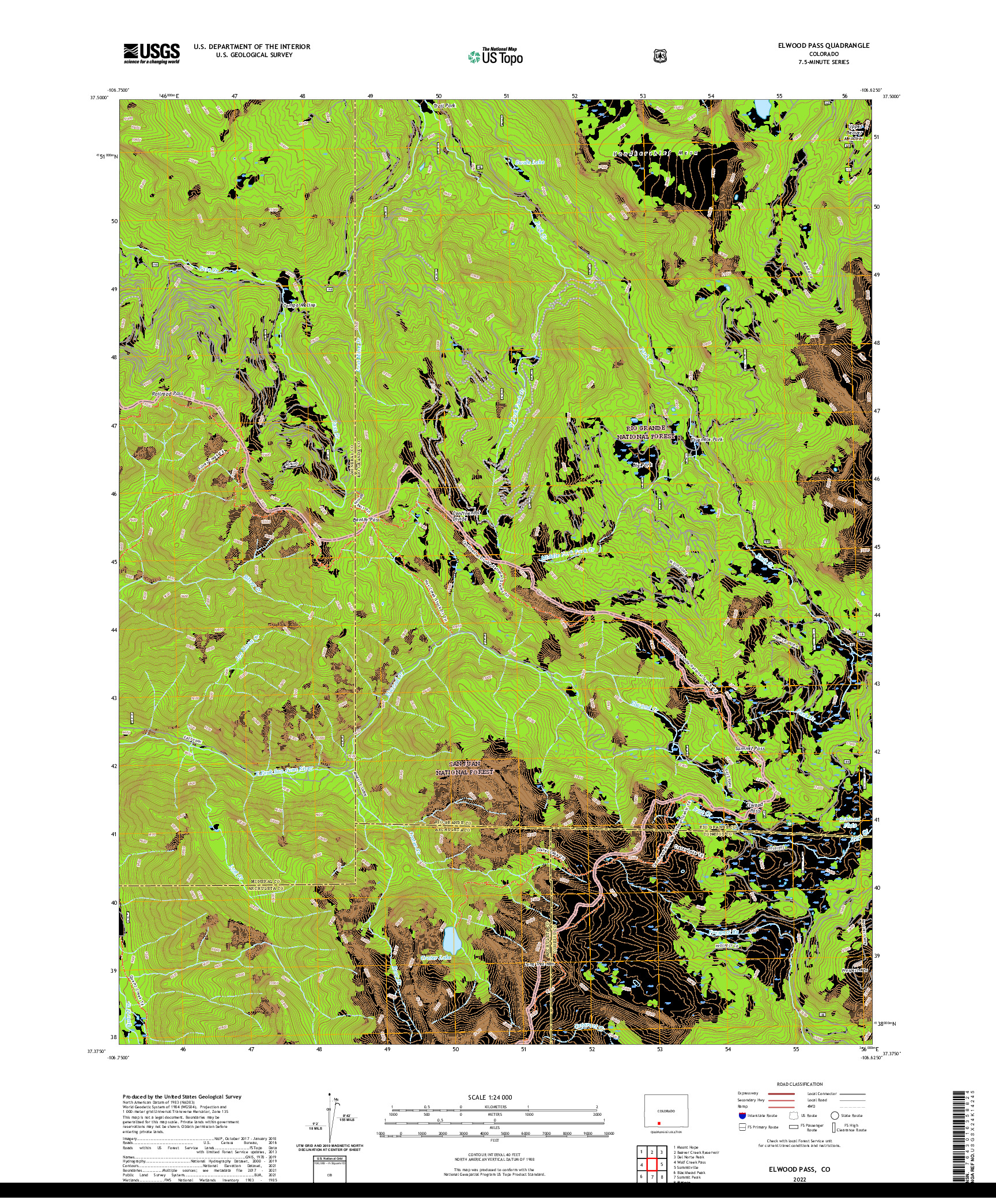 US TOPO 7.5-MINUTE MAP FOR ELWOOD PASS, CO