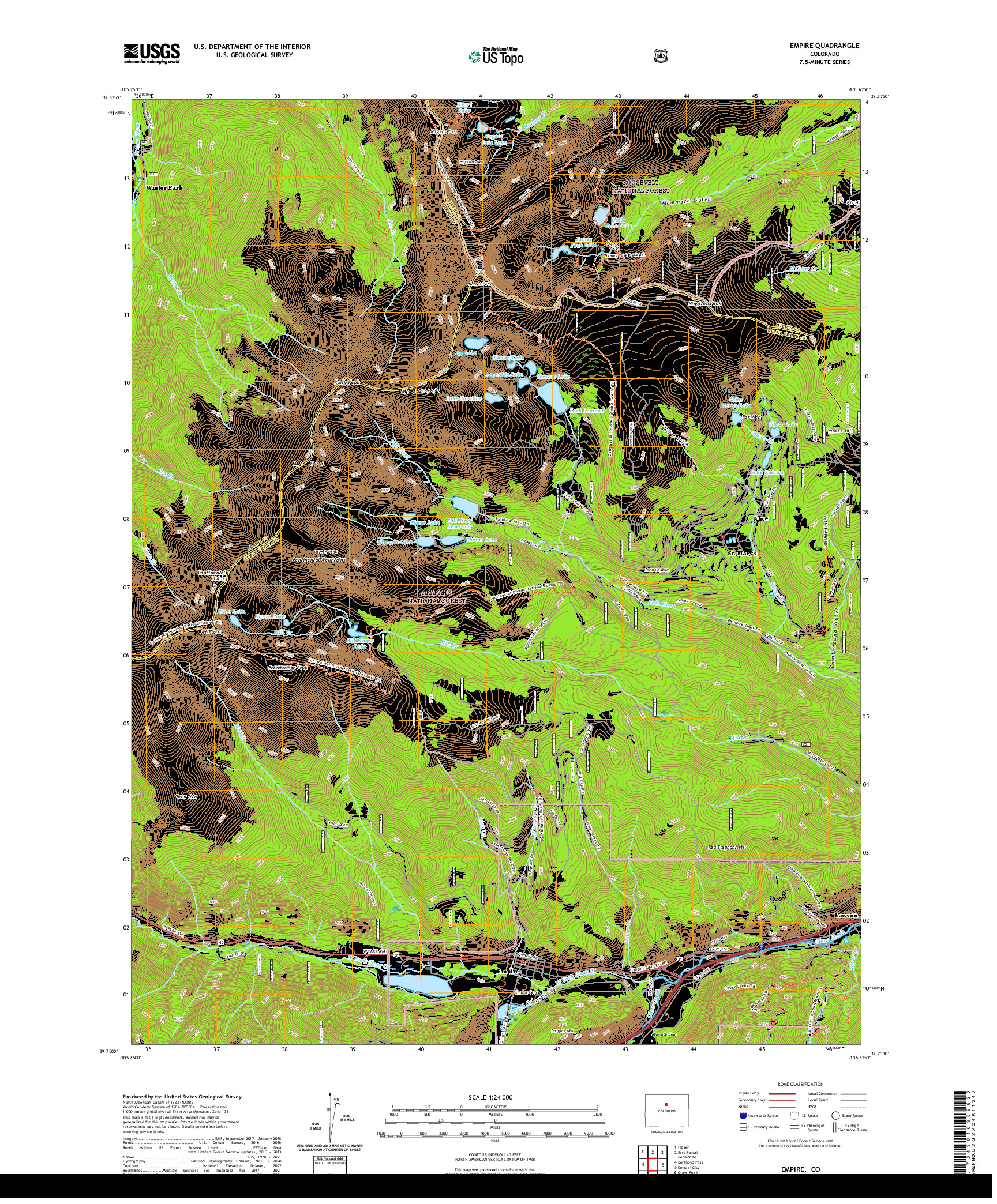 US TOPO 7.5-MINUTE MAP FOR EMPIRE, CO