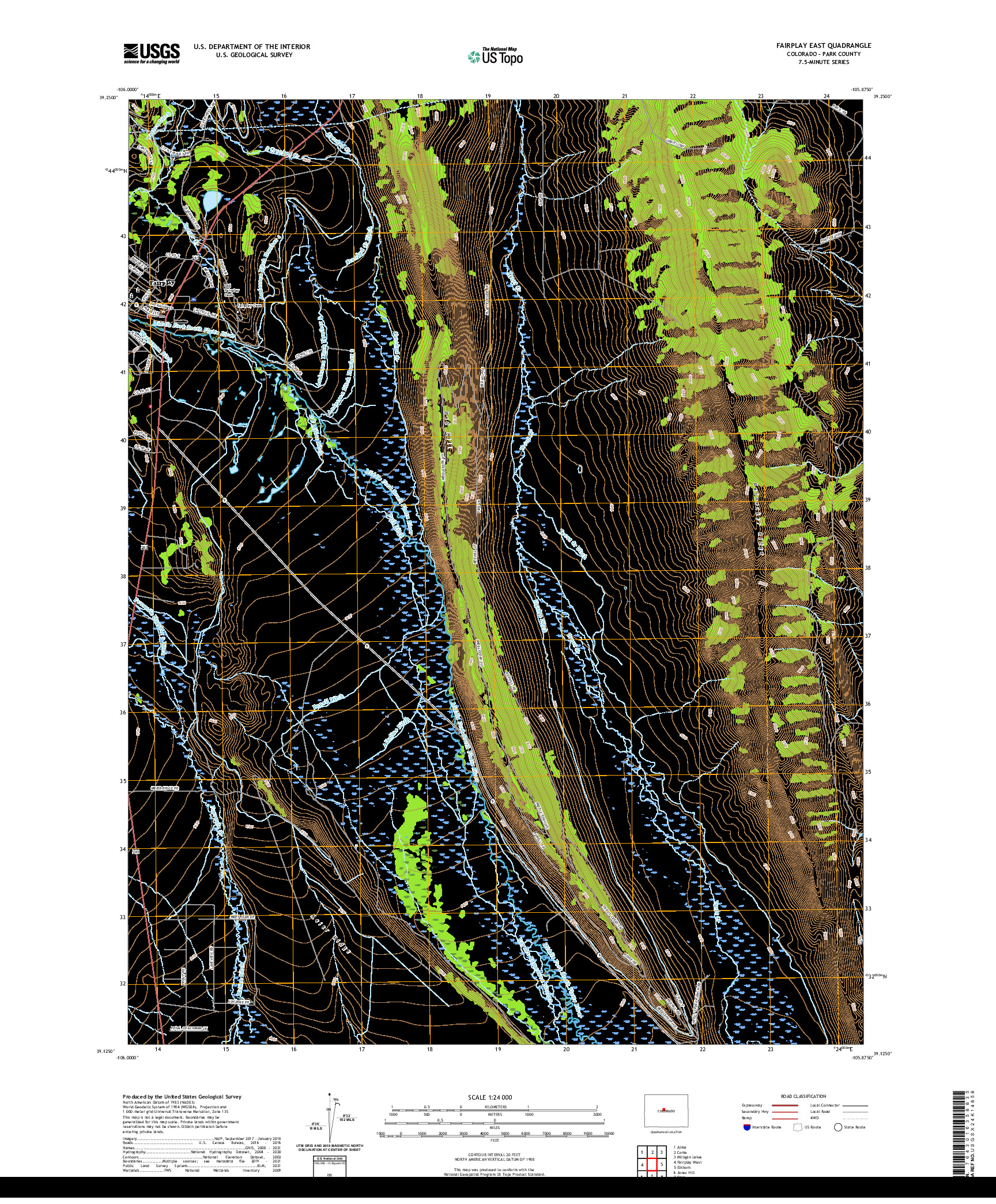 US TOPO 7.5-MINUTE MAP FOR FAIRPLAY EAST, CO