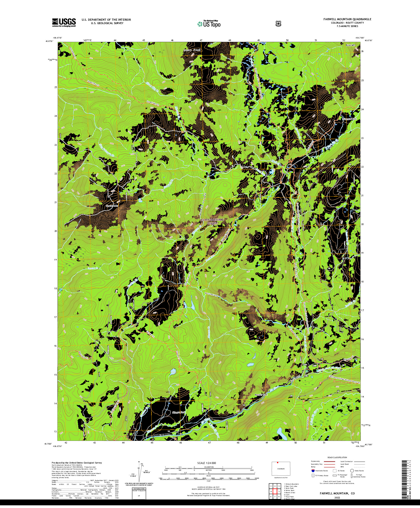 US TOPO 7.5-MINUTE MAP FOR FARWELL MOUNTAIN, CO