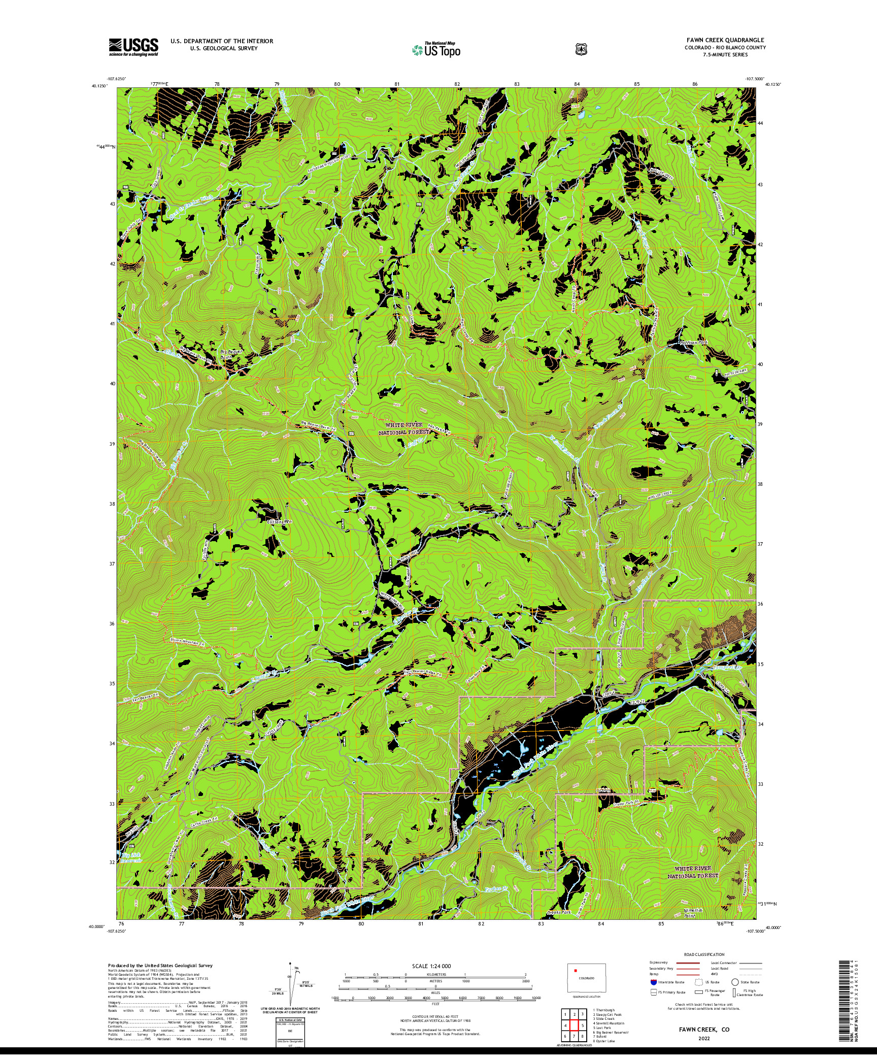 US TOPO 7.5-MINUTE MAP FOR FAWN CREEK, CO