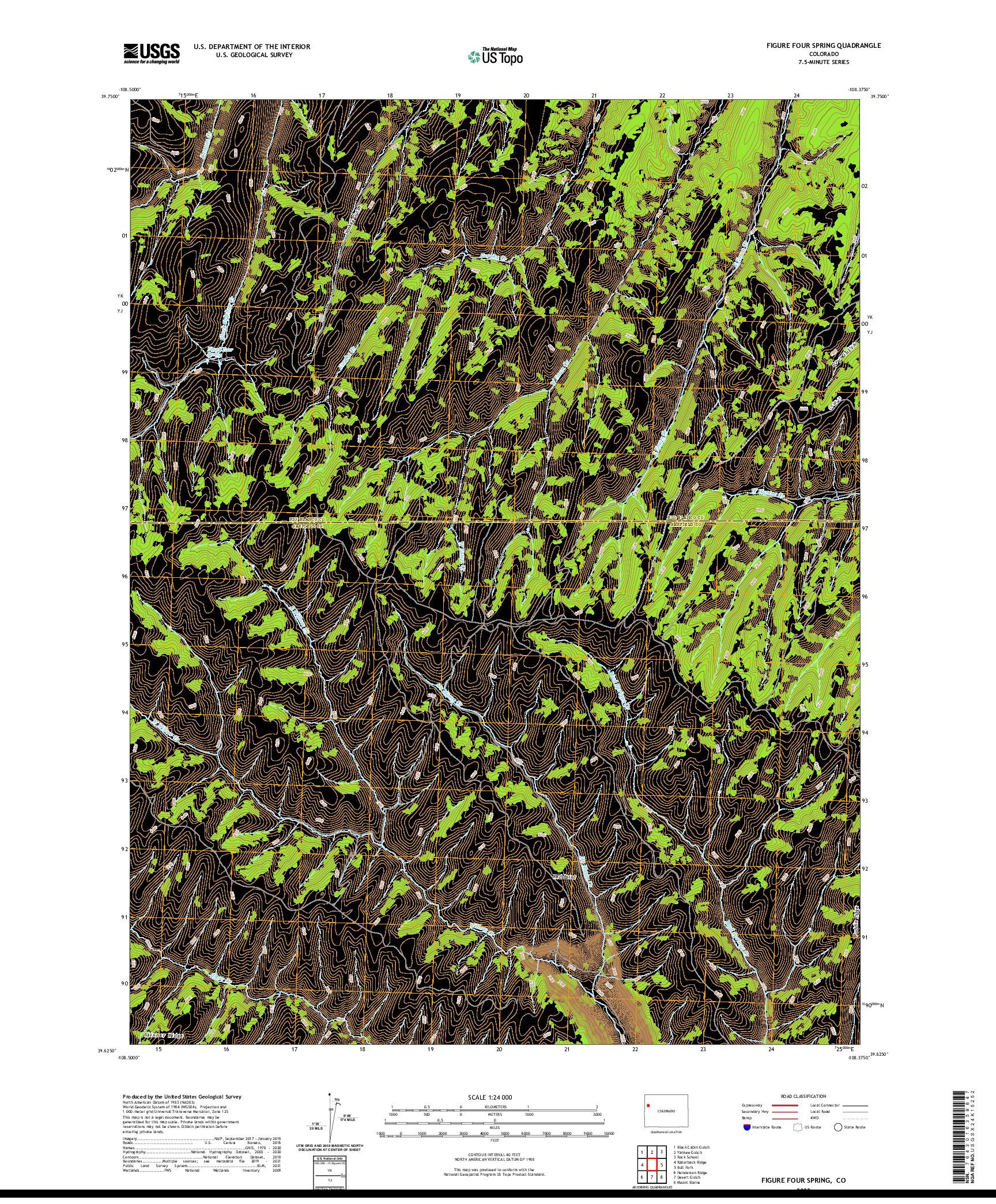 US TOPO 7.5-MINUTE MAP FOR FIGURE FOUR SPRING, CO