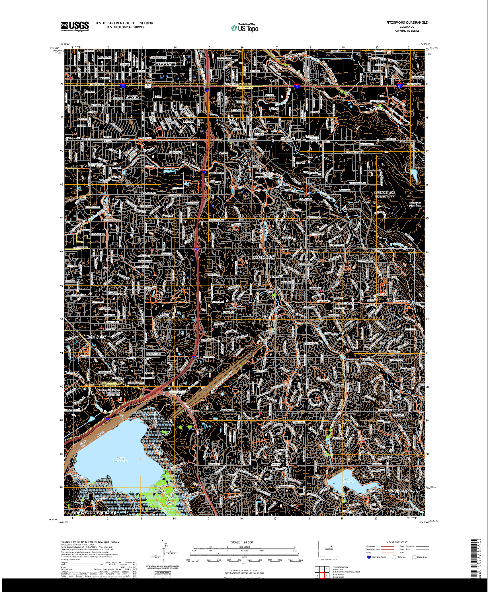 US TOPO 7.5-MINUTE MAP FOR FITZSIMONS, CO