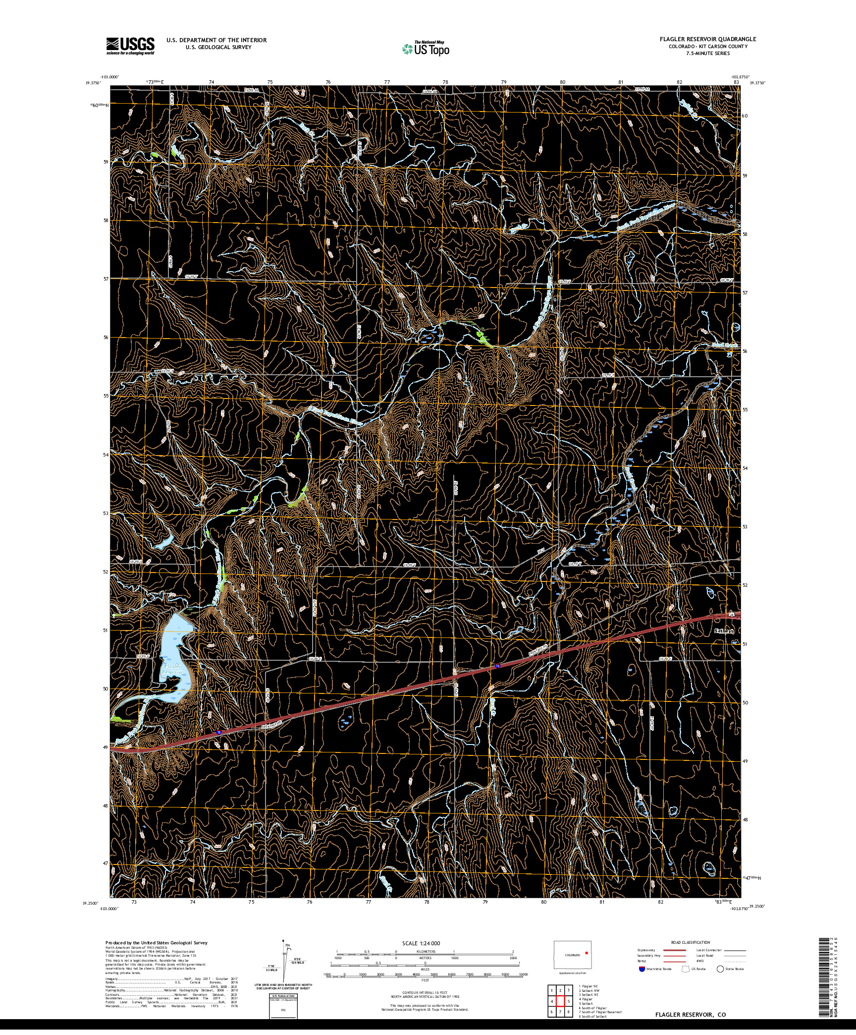 US TOPO 7.5-MINUTE MAP FOR FLAGLER RESERVOIR, CO