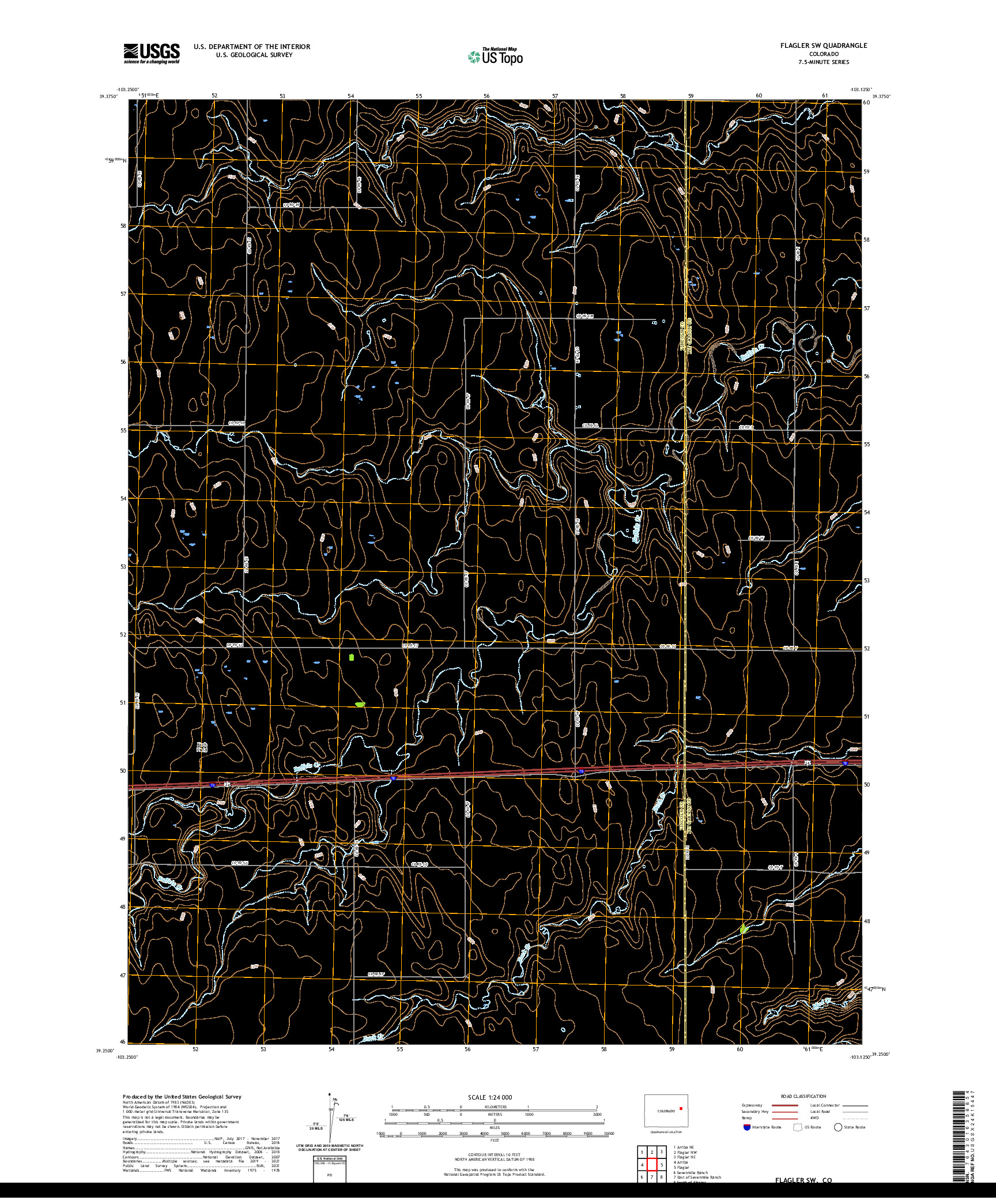 US TOPO 7.5-MINUTE MAP FOR FLAGLER SW, CO