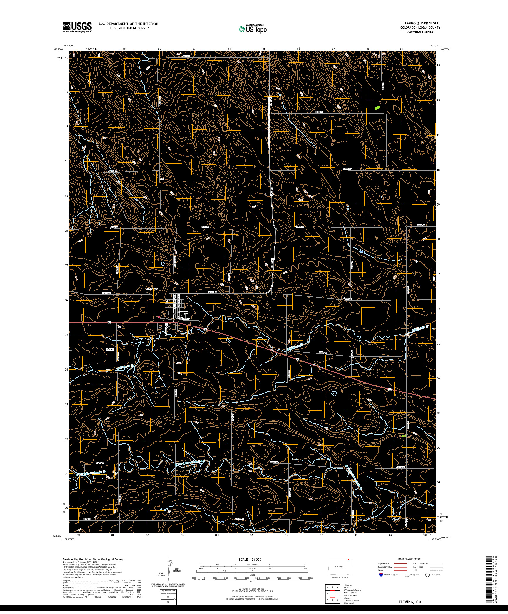 US TOPO 7.5-MINUTE MAP FOR FLEMING, CO