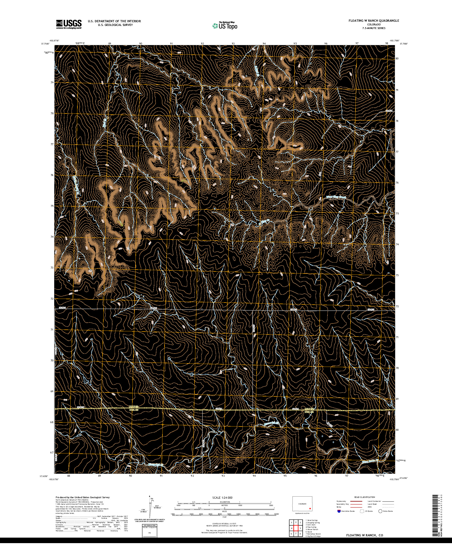 US TOPO 7.5-MINUTE MAP FOR FLOATING W RANCH, CO