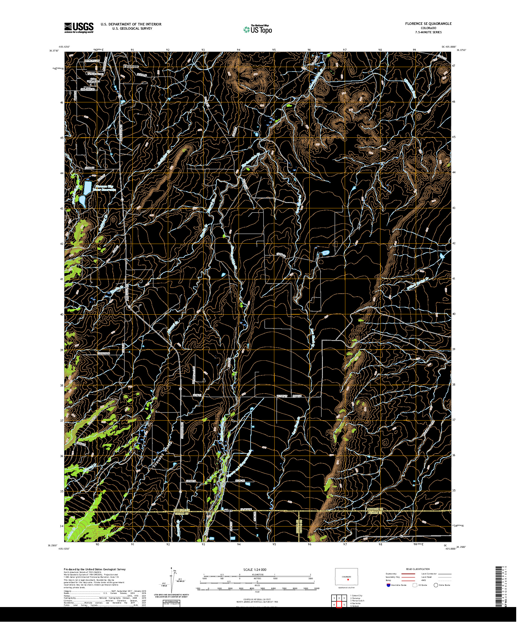 US TOPO 7.5-MINUTE MAP FOR FLORENCE SE, CO