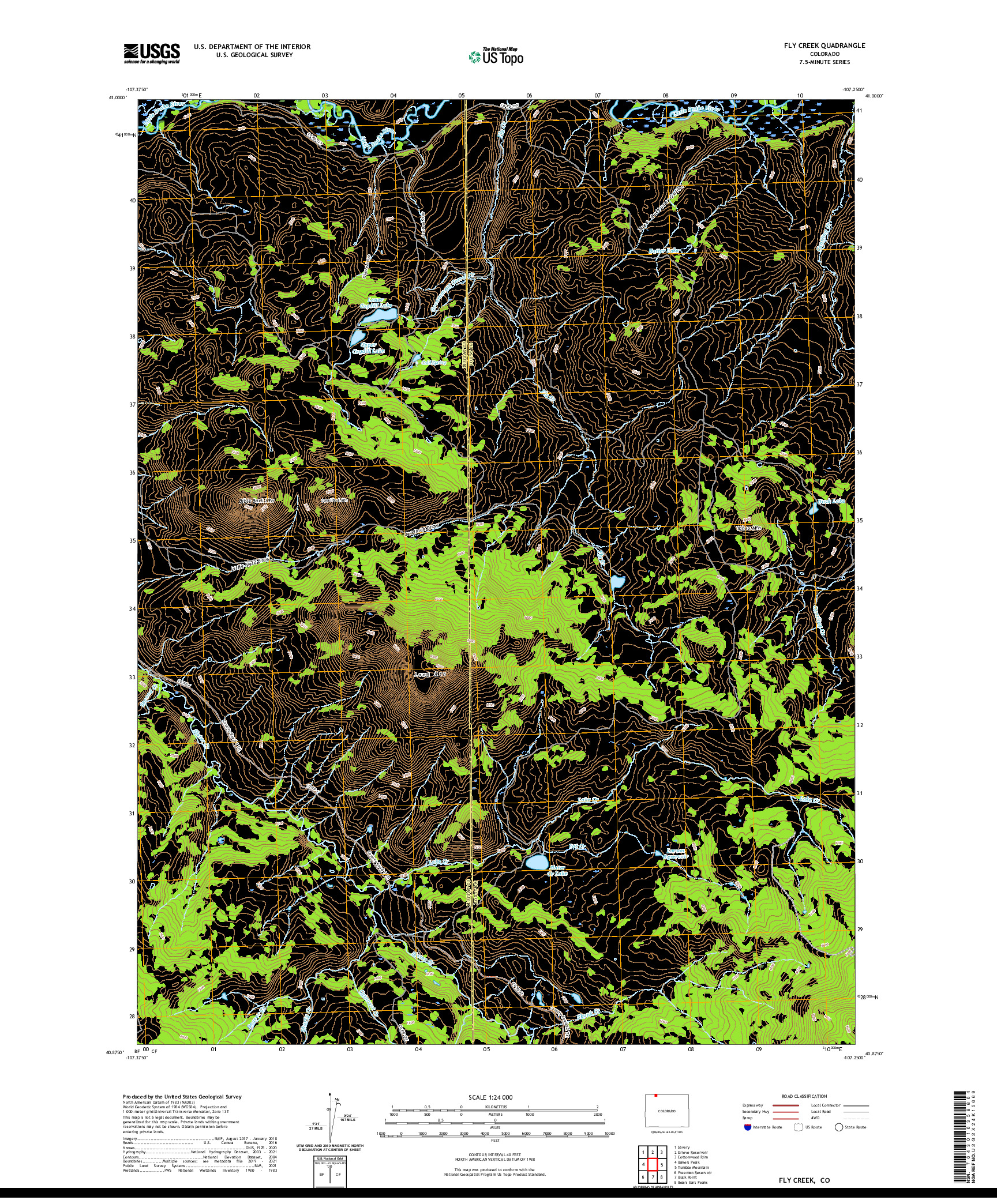 US TOPO 7.5-MINUTE MAP FOR FLY CREEK, CO