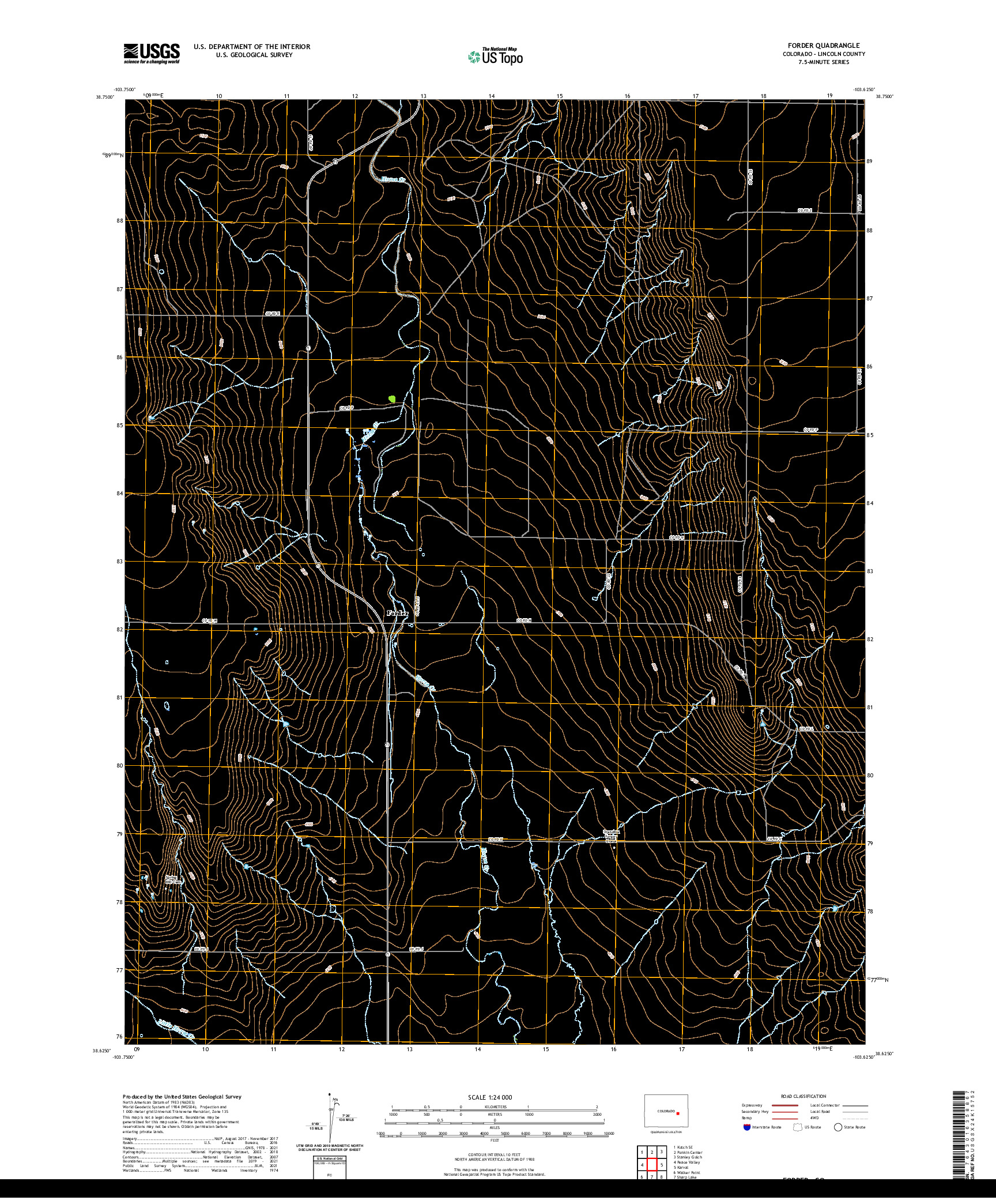 US TOPO 7.5-MINUTE MAP FOR FORDER, CO