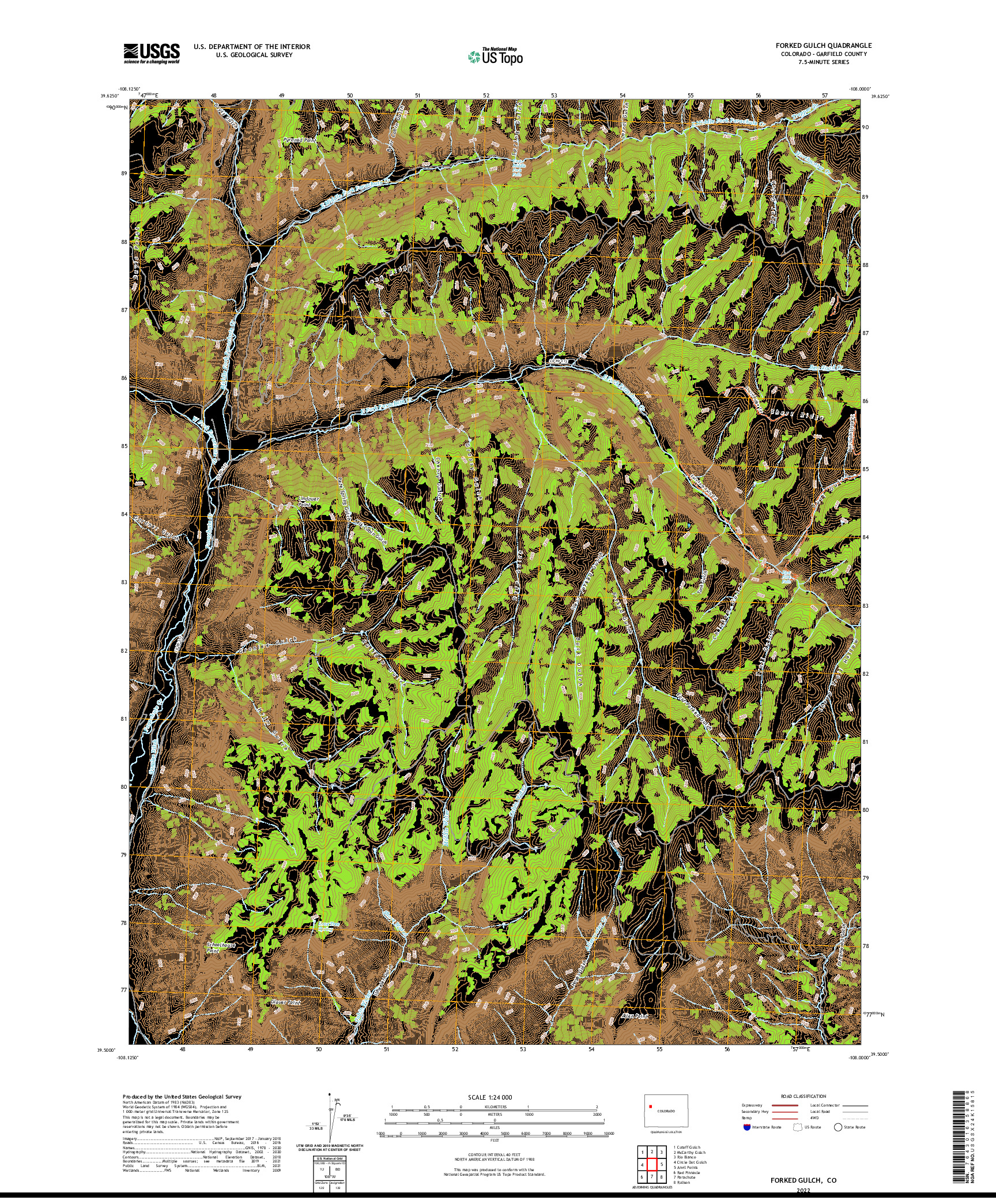 US TOPO 7.5-MINUTE MAP FOR FORKED GULCH, CO