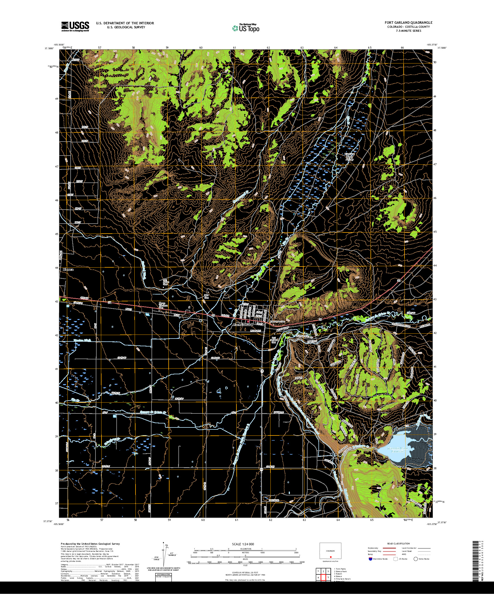 US TOPO 7.5-MINUTE MAP FOR FORT GARLAND, CO