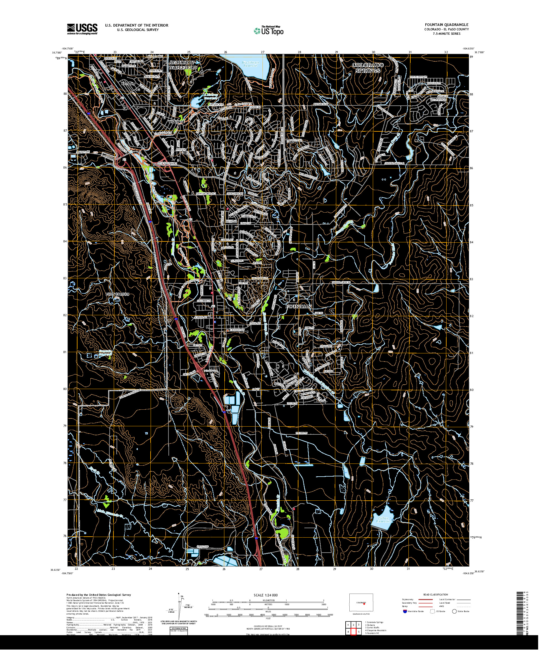 US TOPO 7.5-MINUTE MAP FOR FOUNTAIN, CO