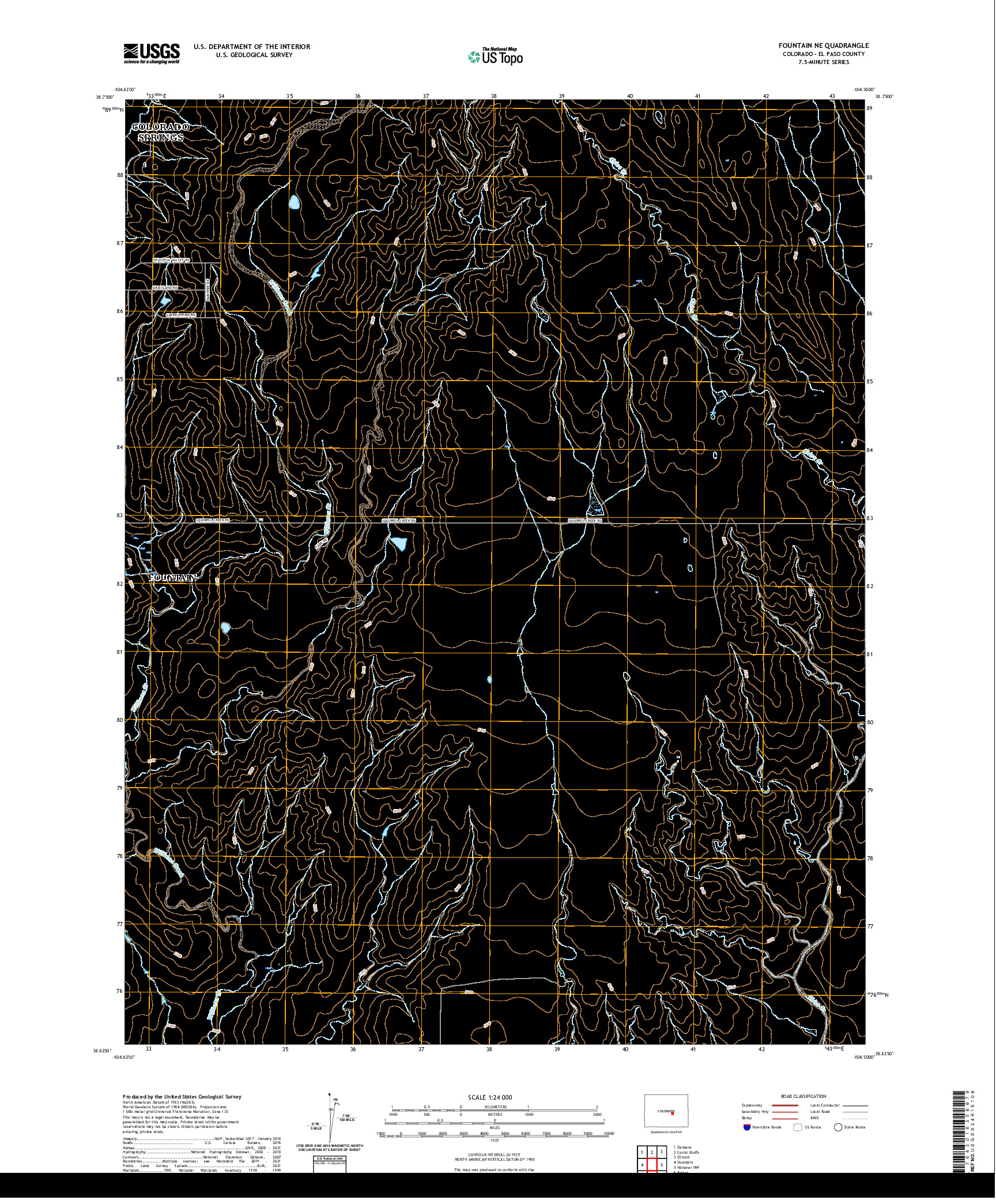 US TOPO 7.5-MINUTE MAP FOR FOUNTAIN NE, CO