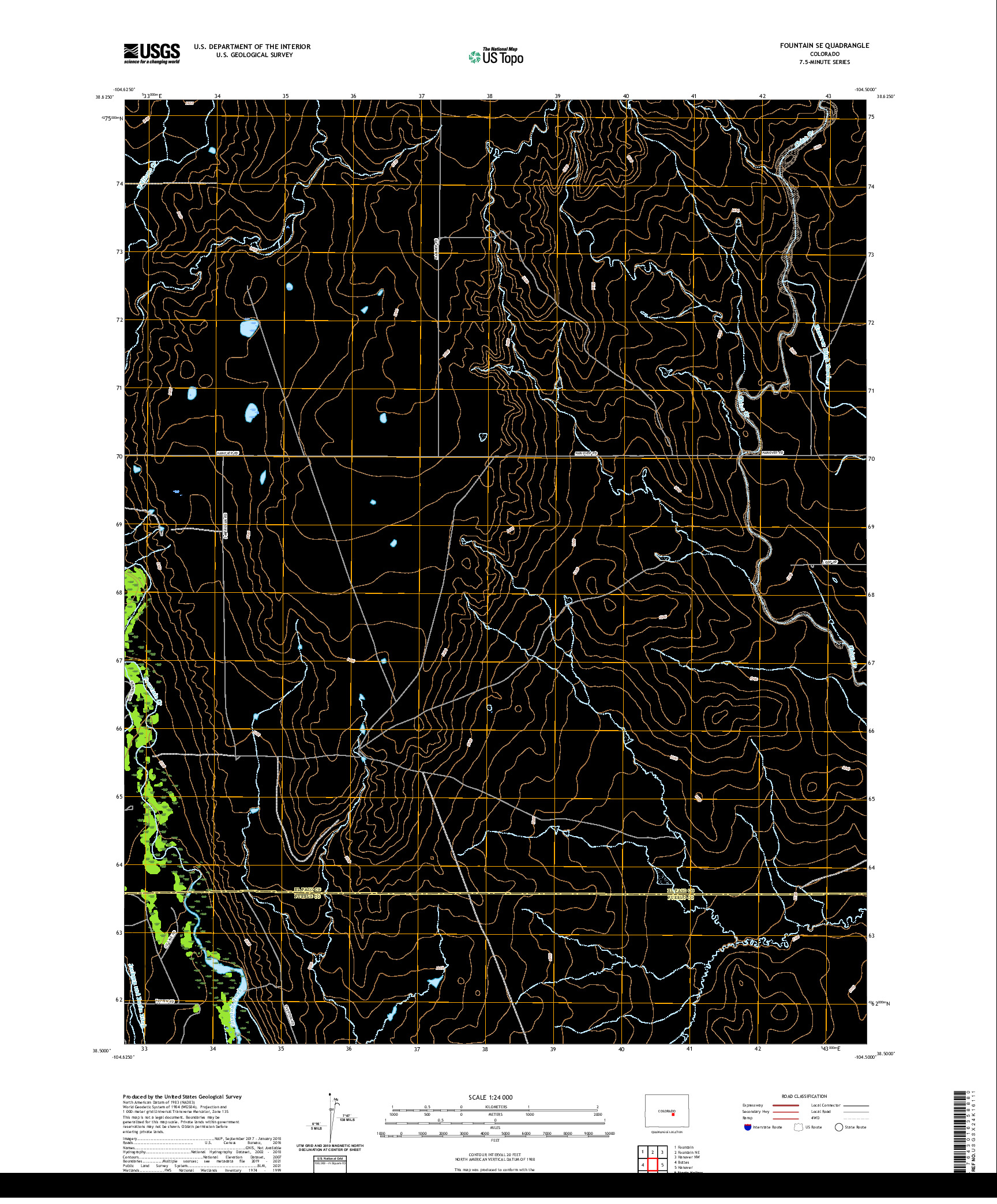 US TOPO 7.5-MINUTE MAP FOR FOUNTAIN SE, CO