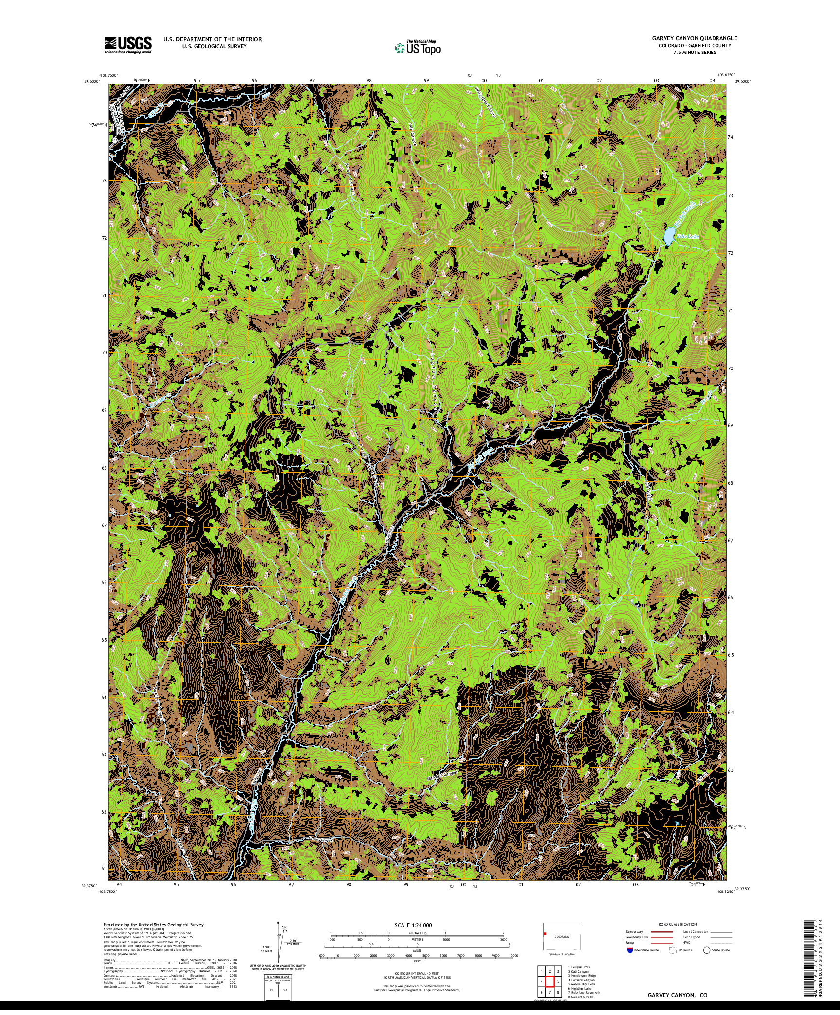 US TOPO 7.5-MINUTE MAP FOR GARVEY CANYON, CO