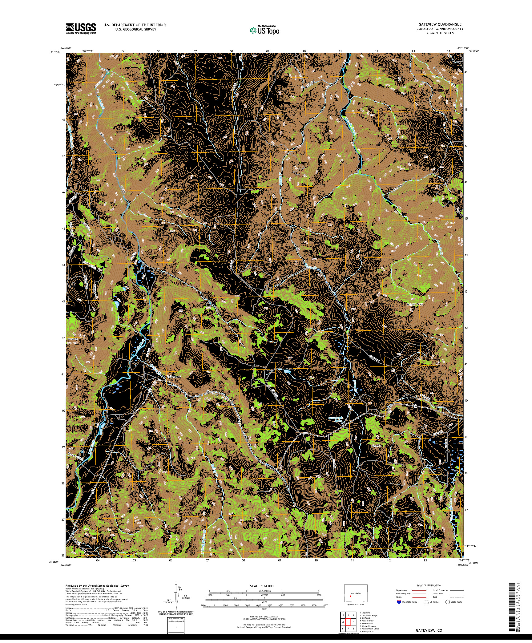 US TOPO 7.5-MINUTE MAP FOR GATEVIEW, CO