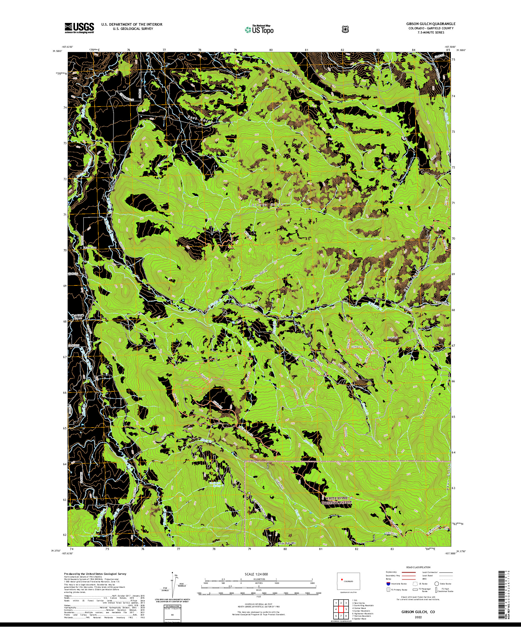 US TOPO 7.5-MINUTE MAP FOR GIBSON GULCH, CO