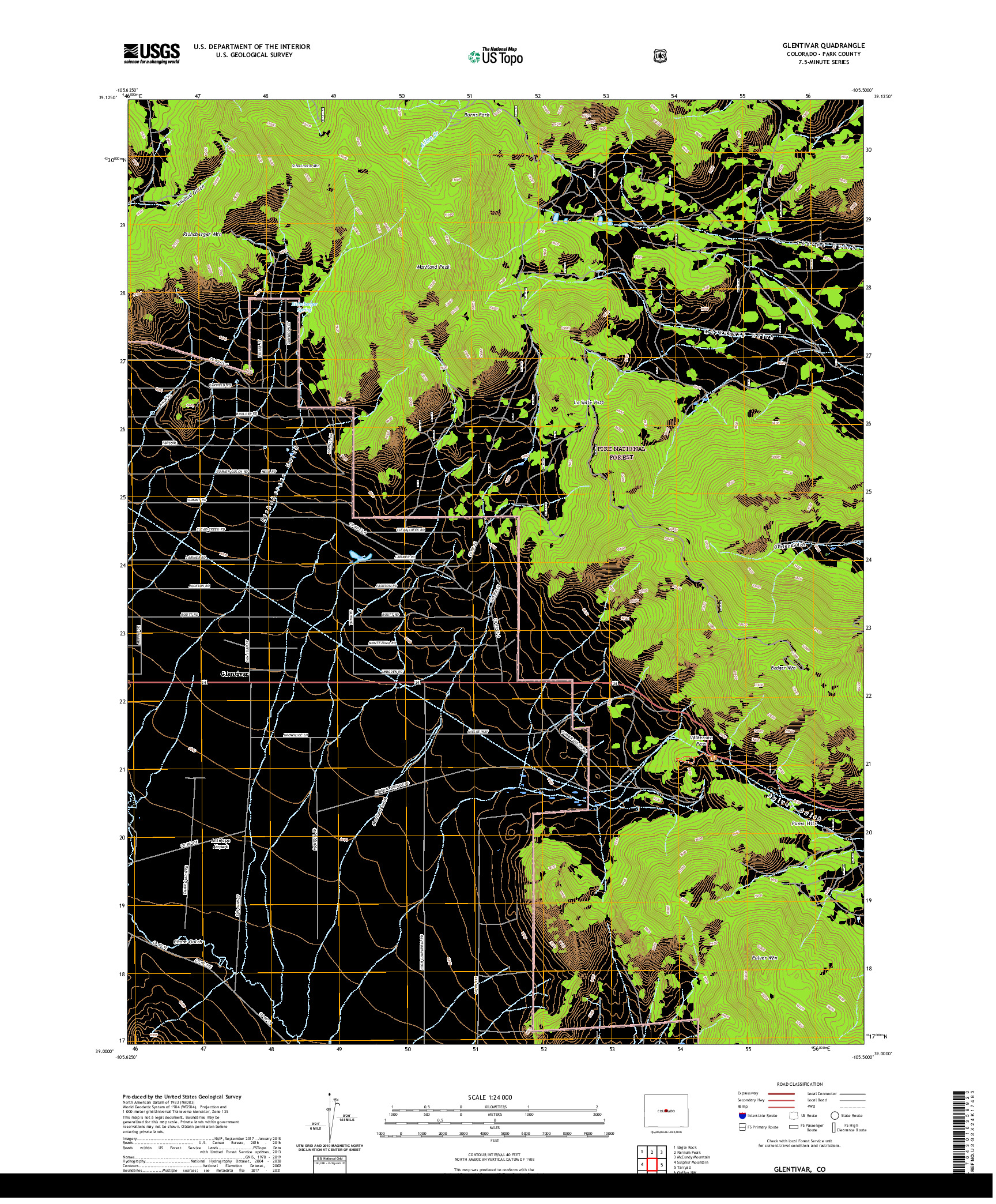 US TOPO 7.5-MINUTE MAP FOR GLENTIVAR, CO