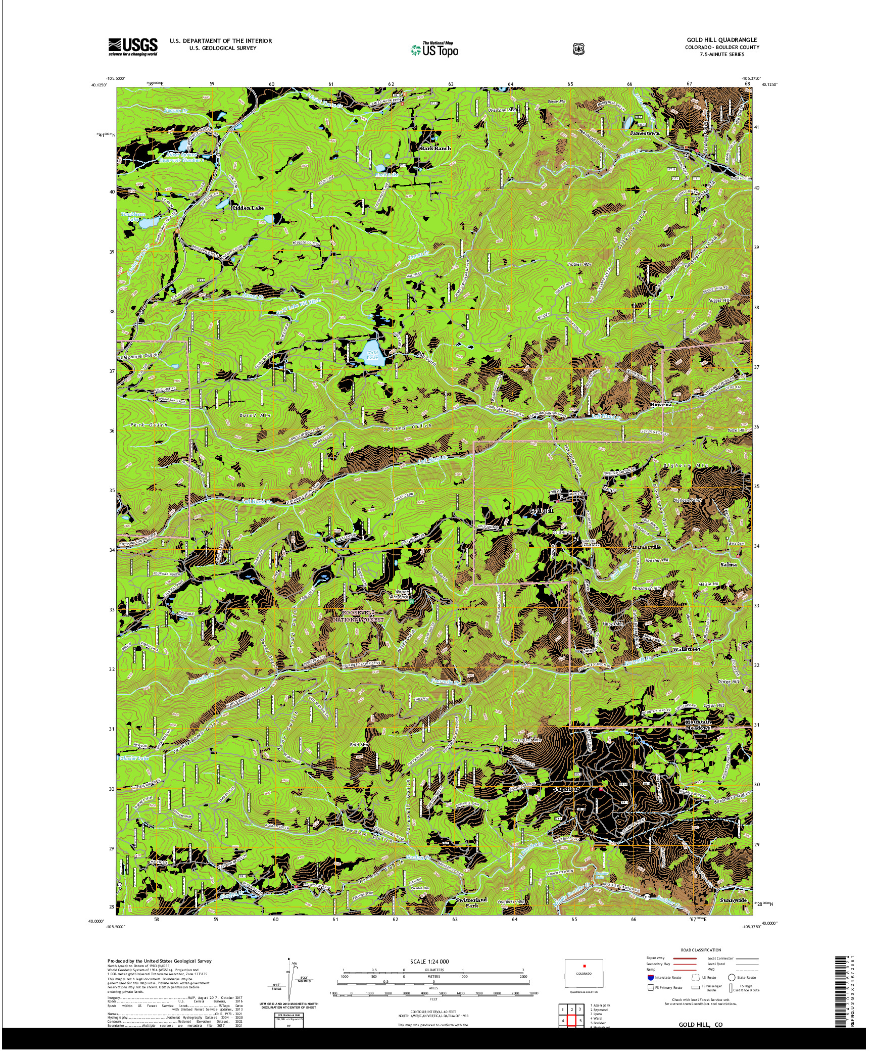 US TOPO 7.5-MINUTE MAP FOR GOLD HILL, CO