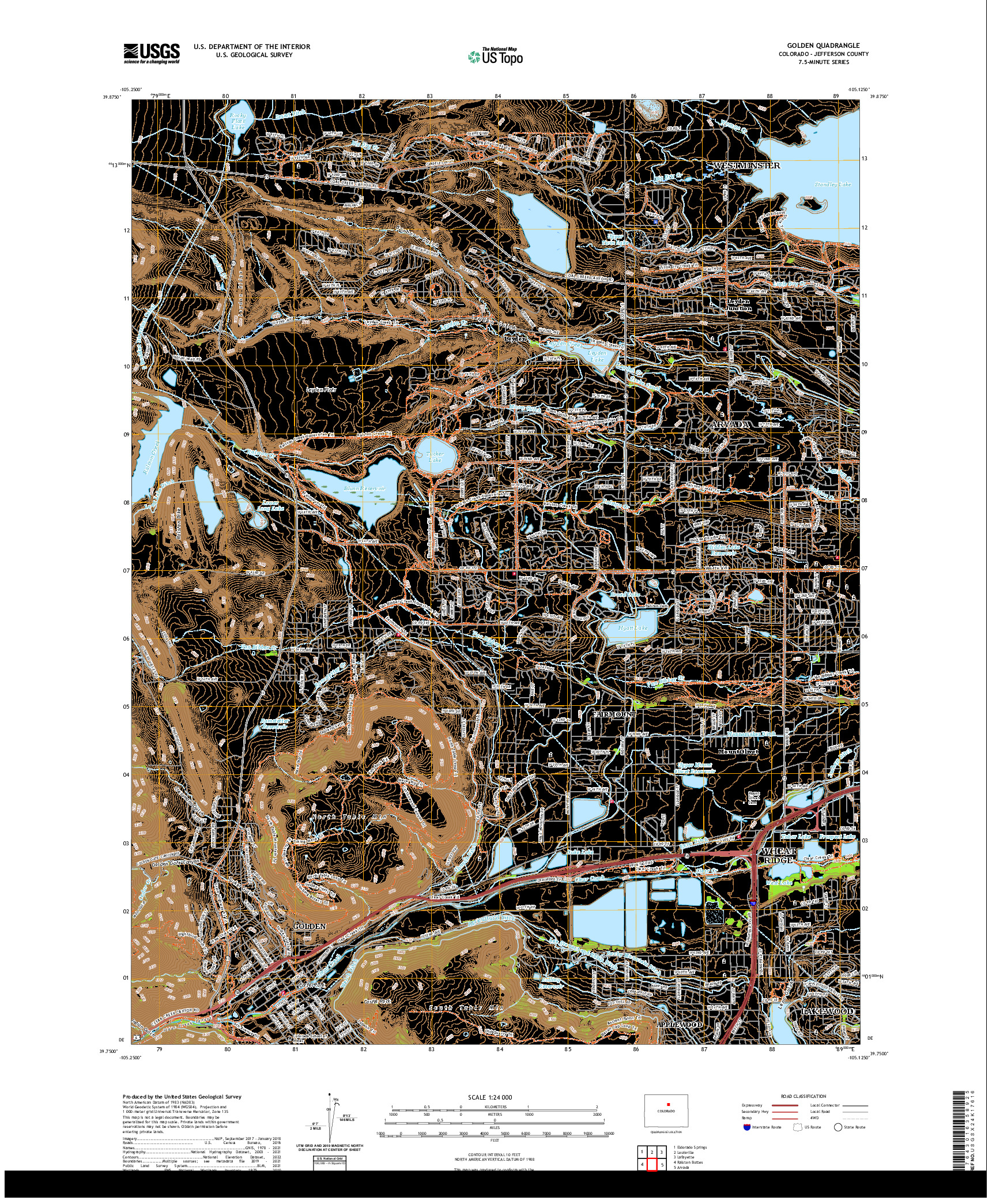 US TOPO 7.5-MINUTE MAP FOR GOLDEN, CO
