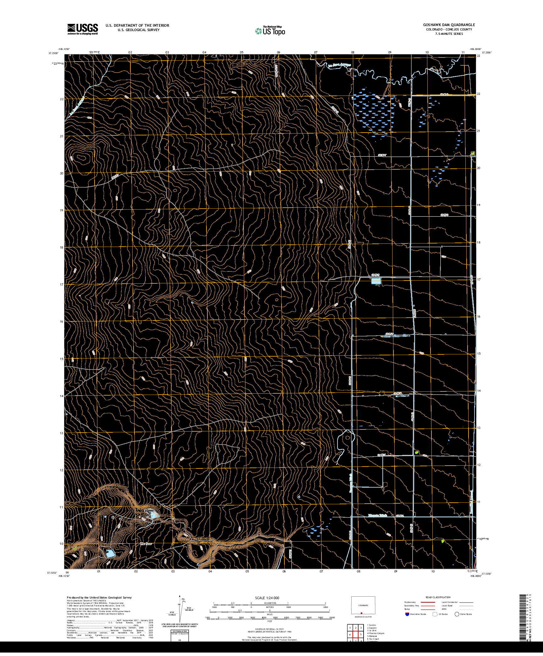 US TOPO 7.5-MINUTE MAP FOR GOSHAWK DAM, CO