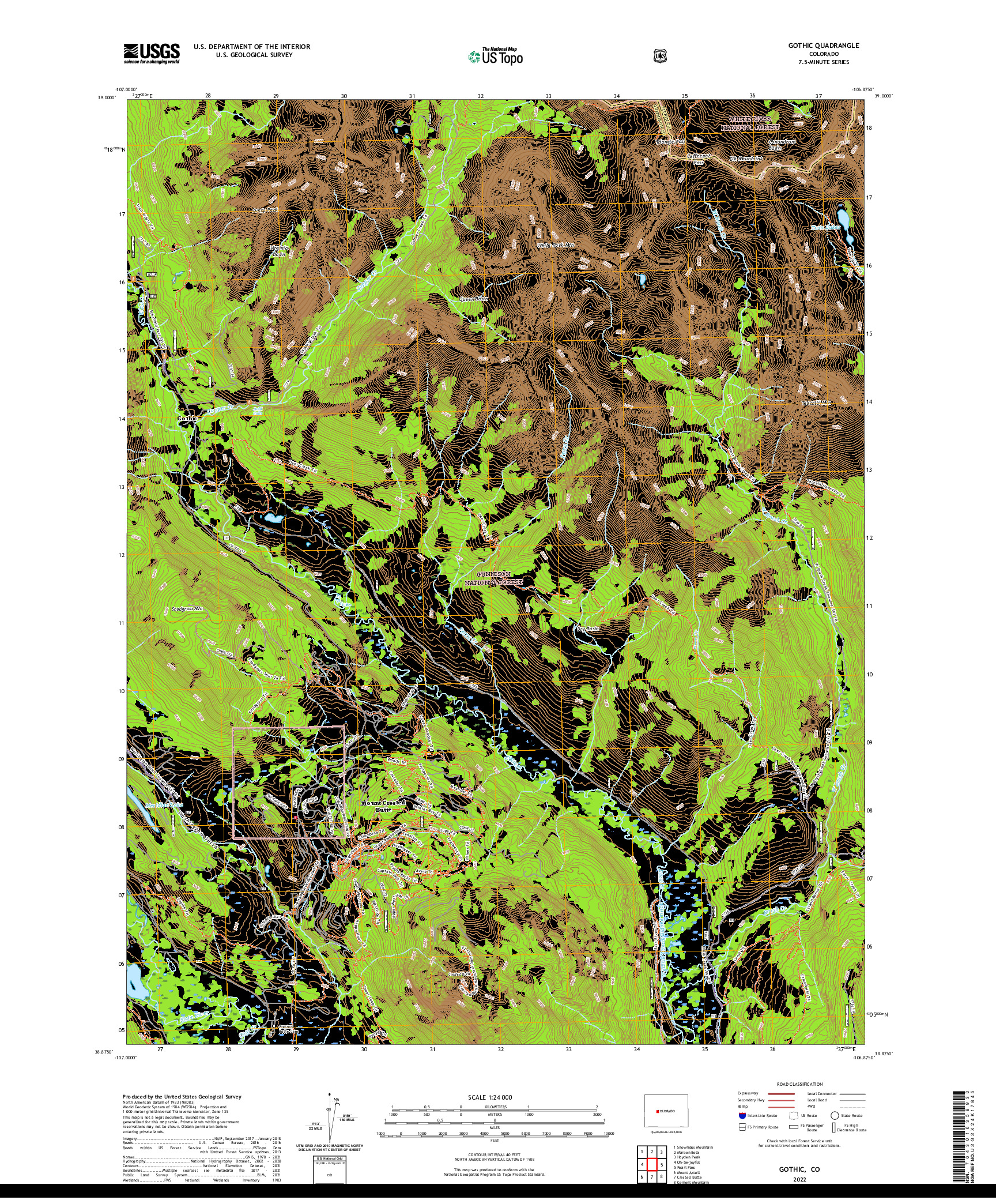 US TOPO 7.5-MINUTE MAP FOR GOTHIC, CO