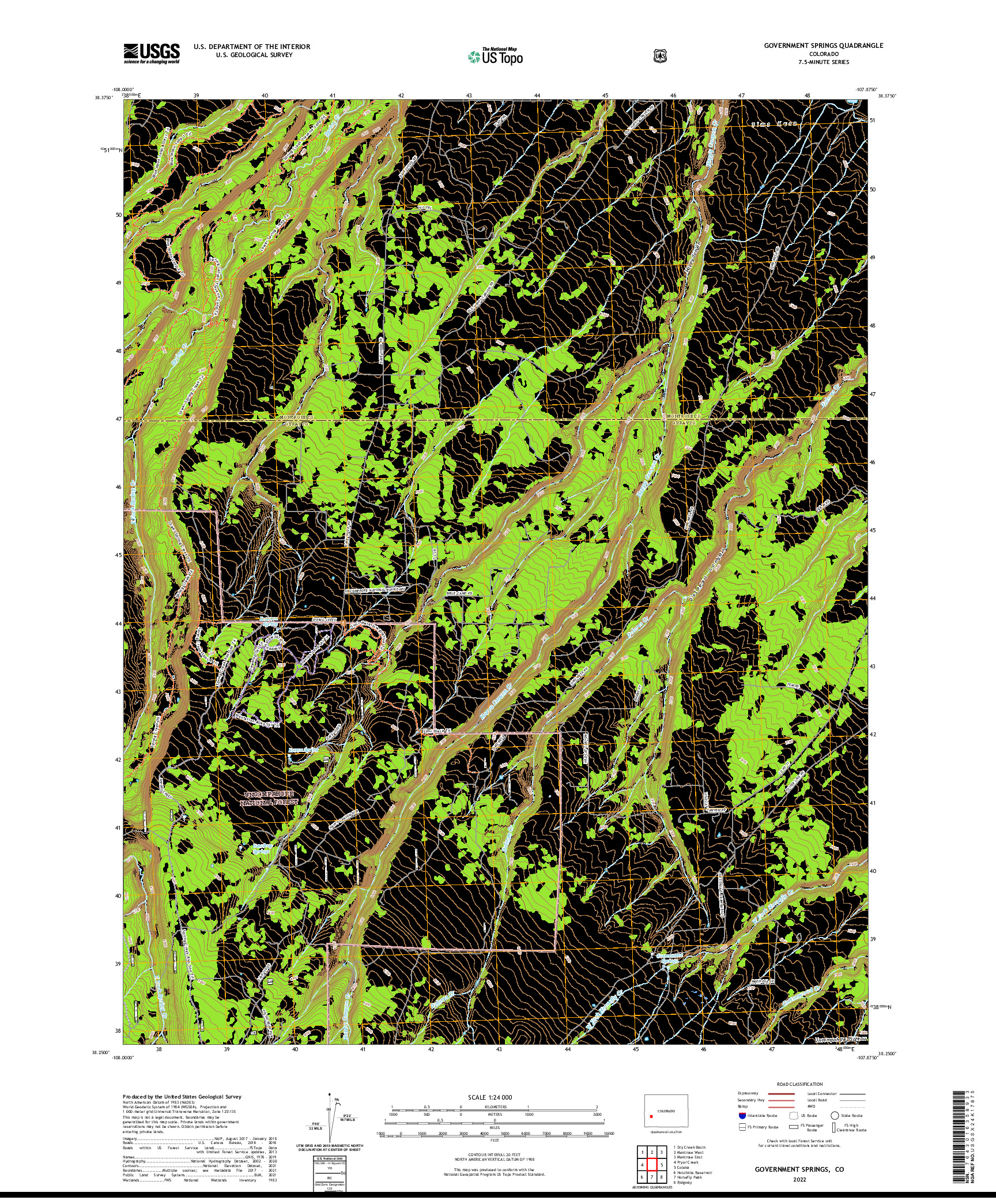 US TOPO 7.5-MINUTE MAP FOR GOVERNMENT SPRINGS, CO