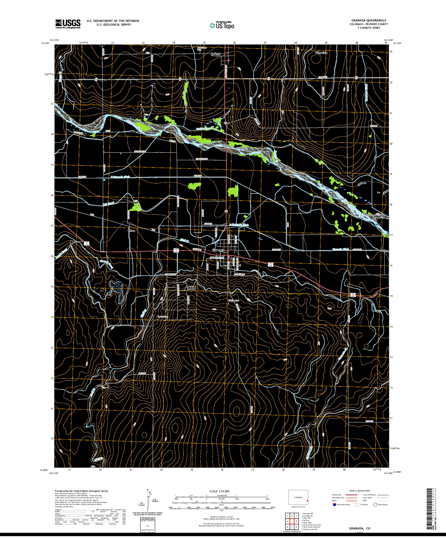 US TOPO 7.5-MINUTE MAP FOR GRANADA, CO